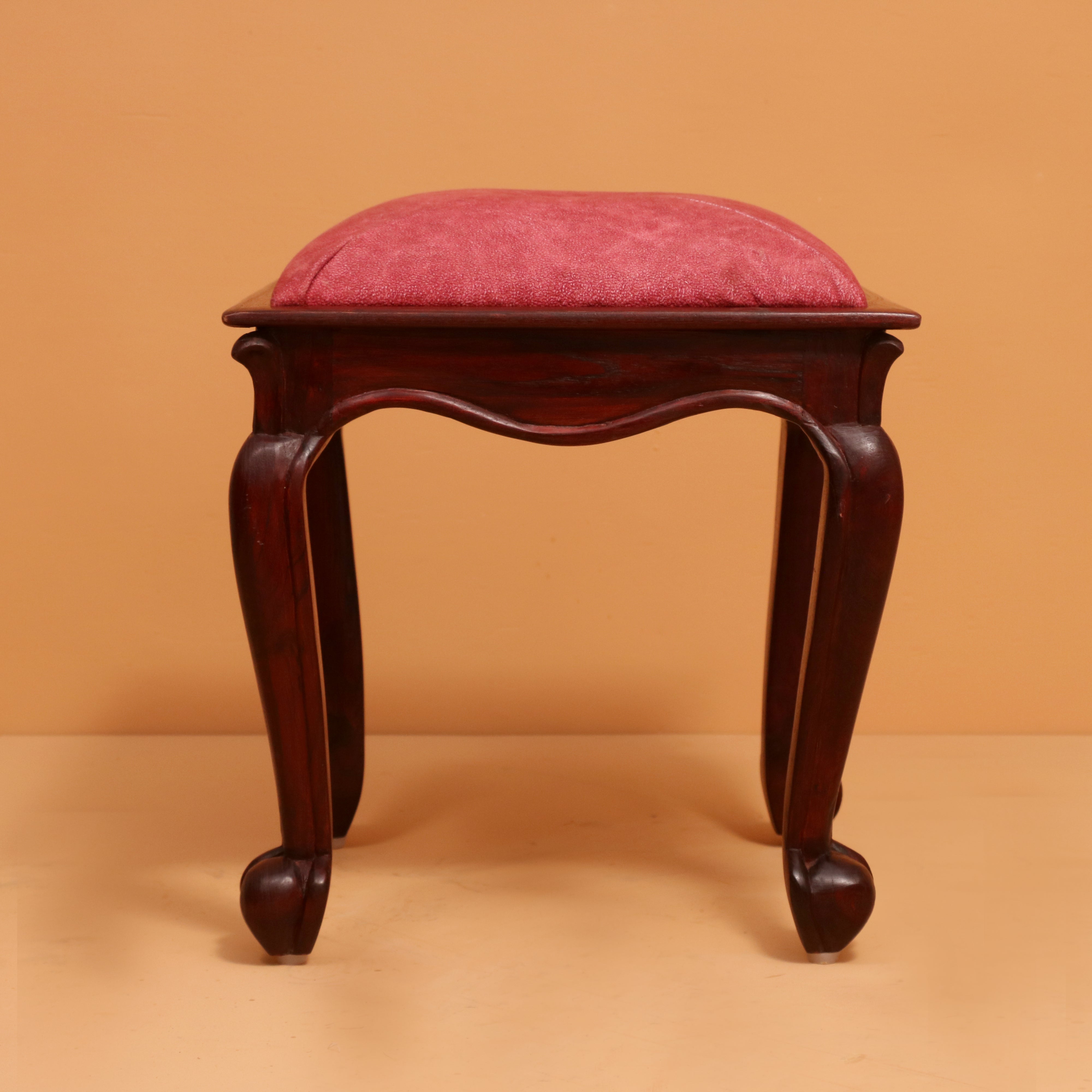 Dark Pink Classic Wooden Carved Stool Stool