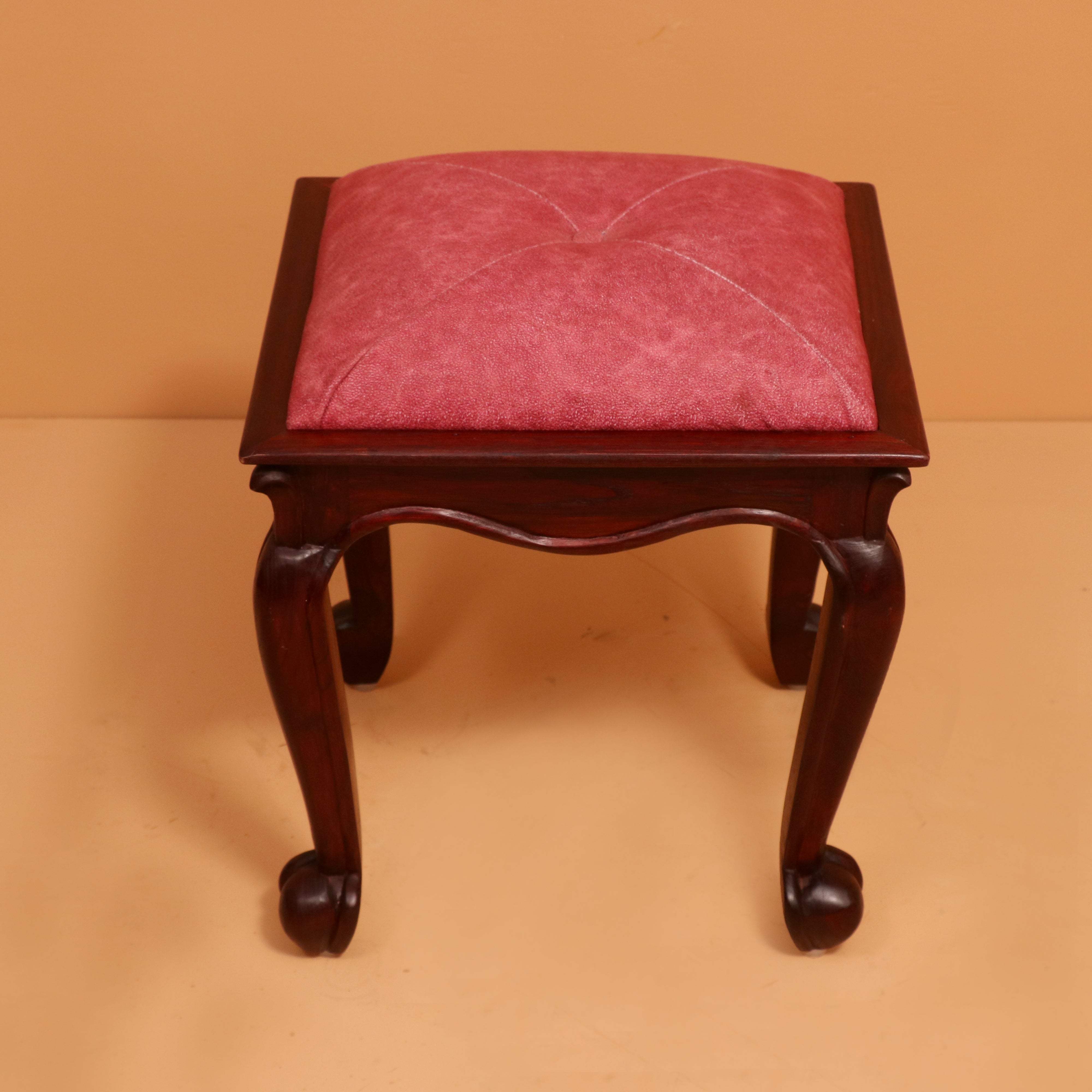 Dark Pink Classic Wooden Carved Stool Stool