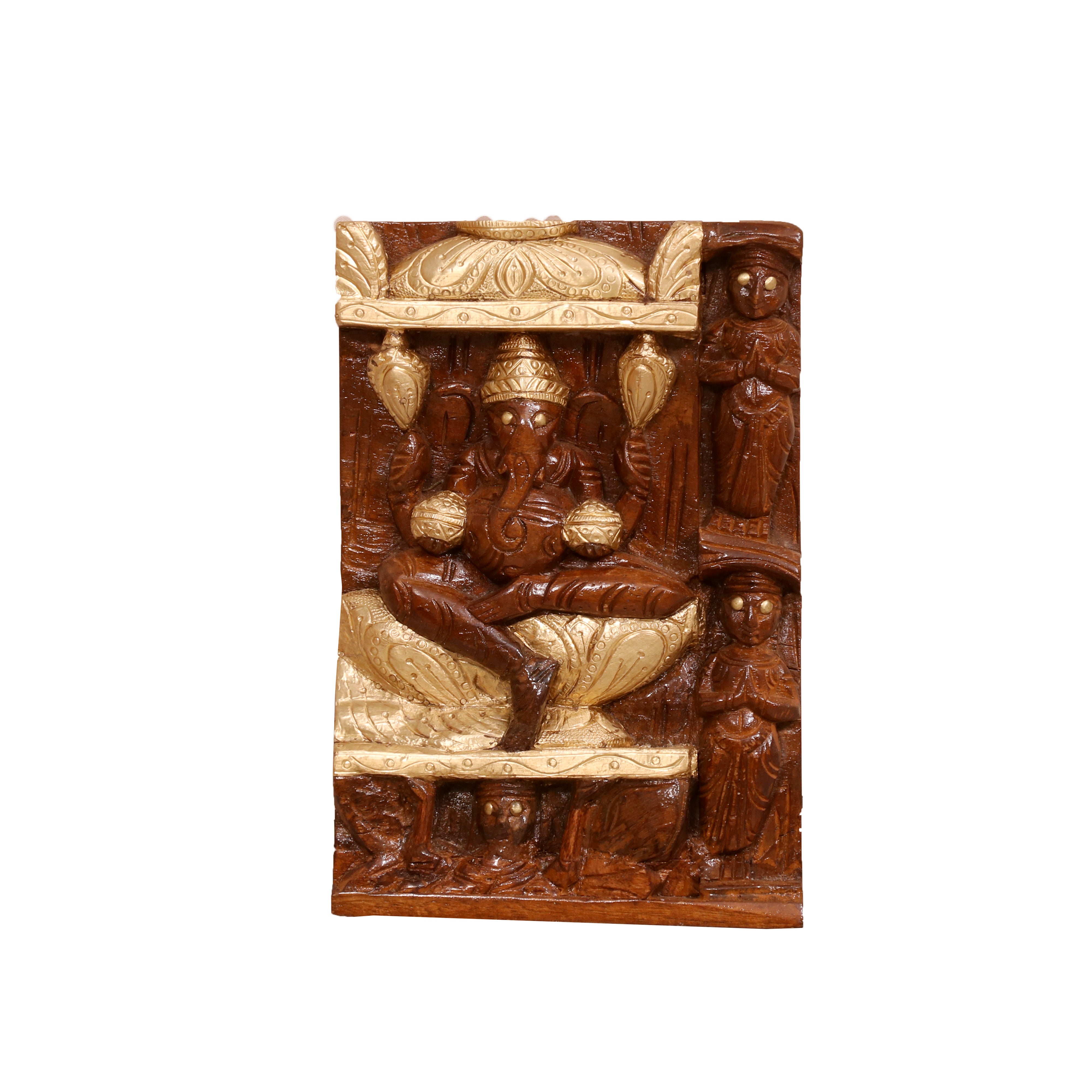 Brass fitted Carved Temple Wall Panel Temple