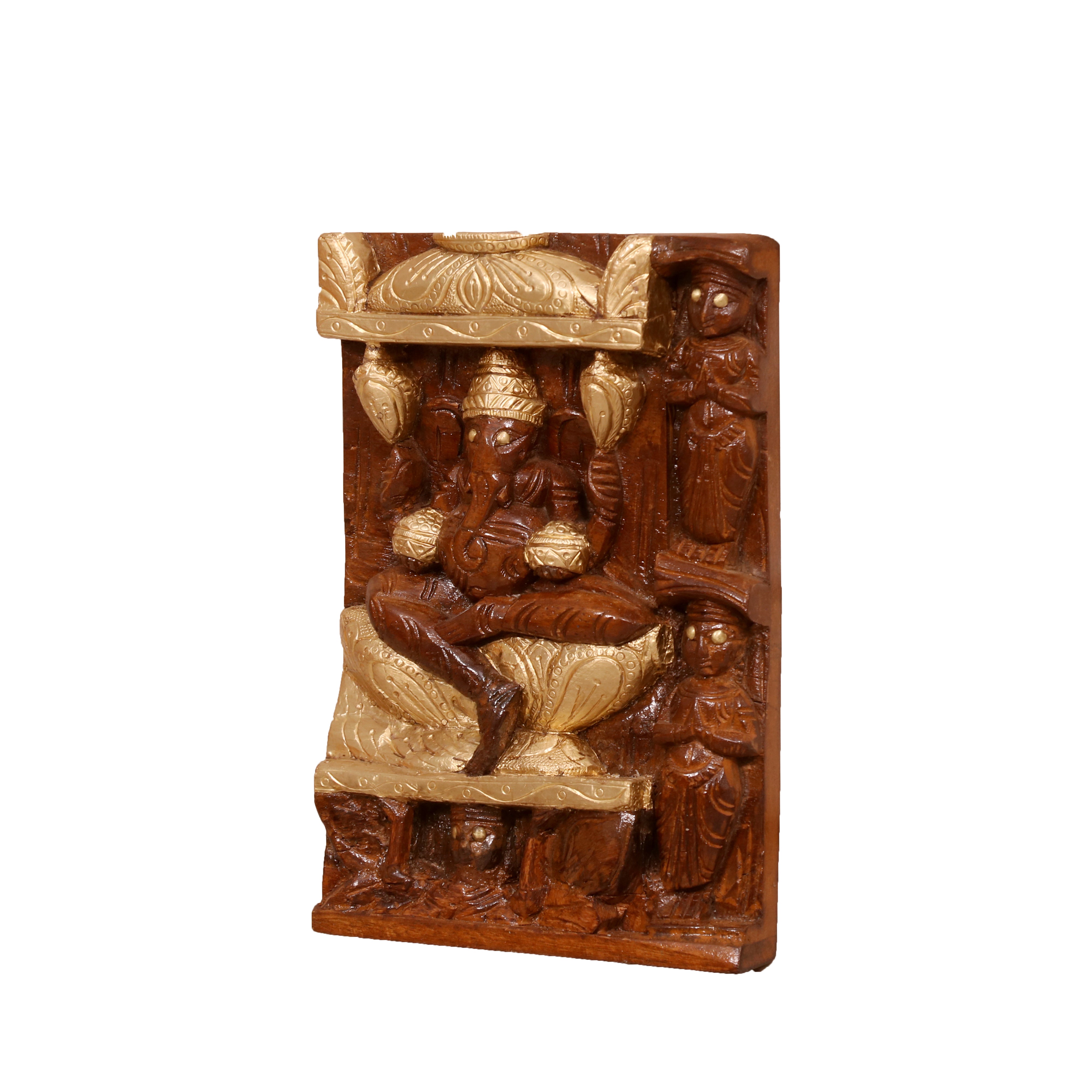 Brass fitted Carved Temple Wall Panel Temple