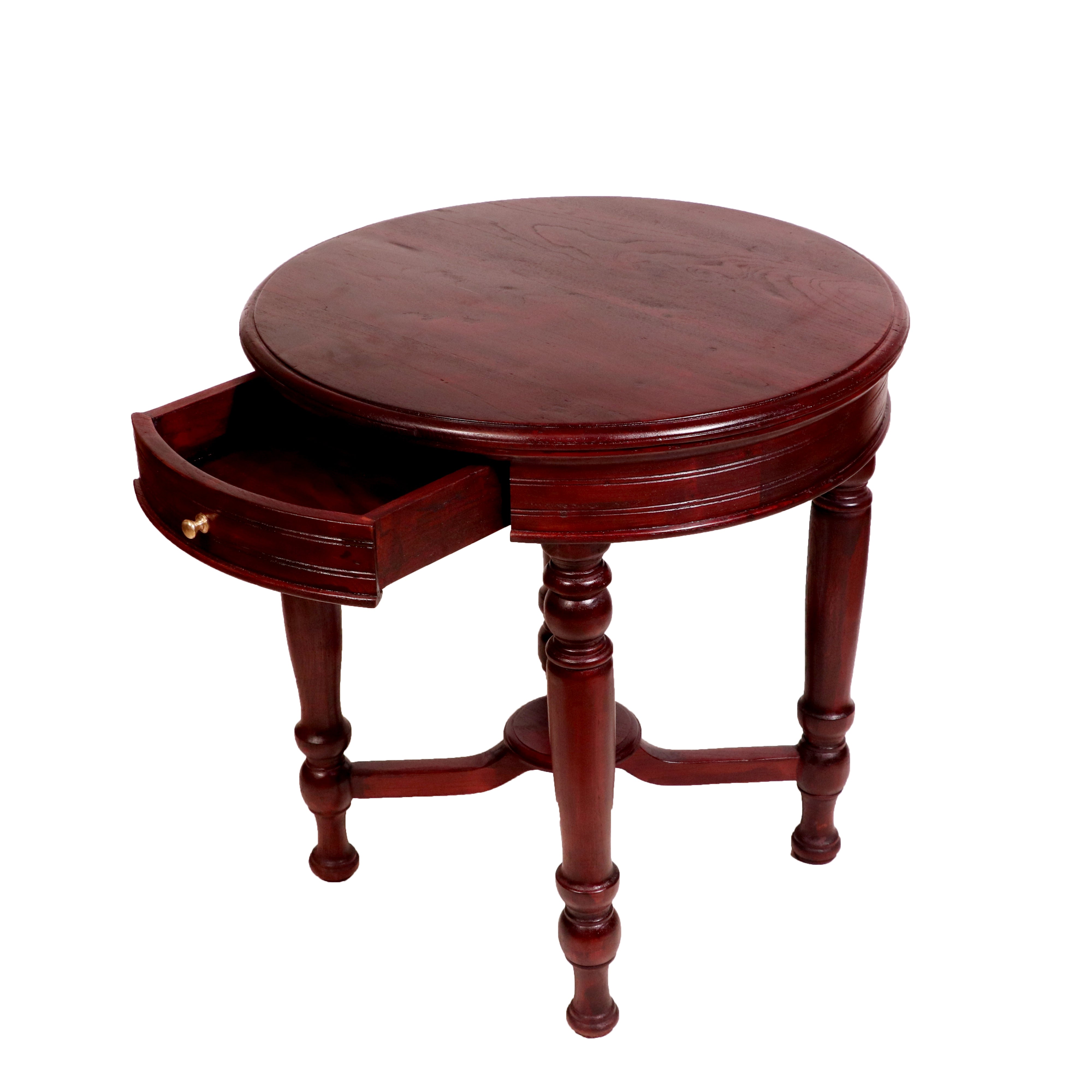Classic Teak round Table with Drawer End Table
