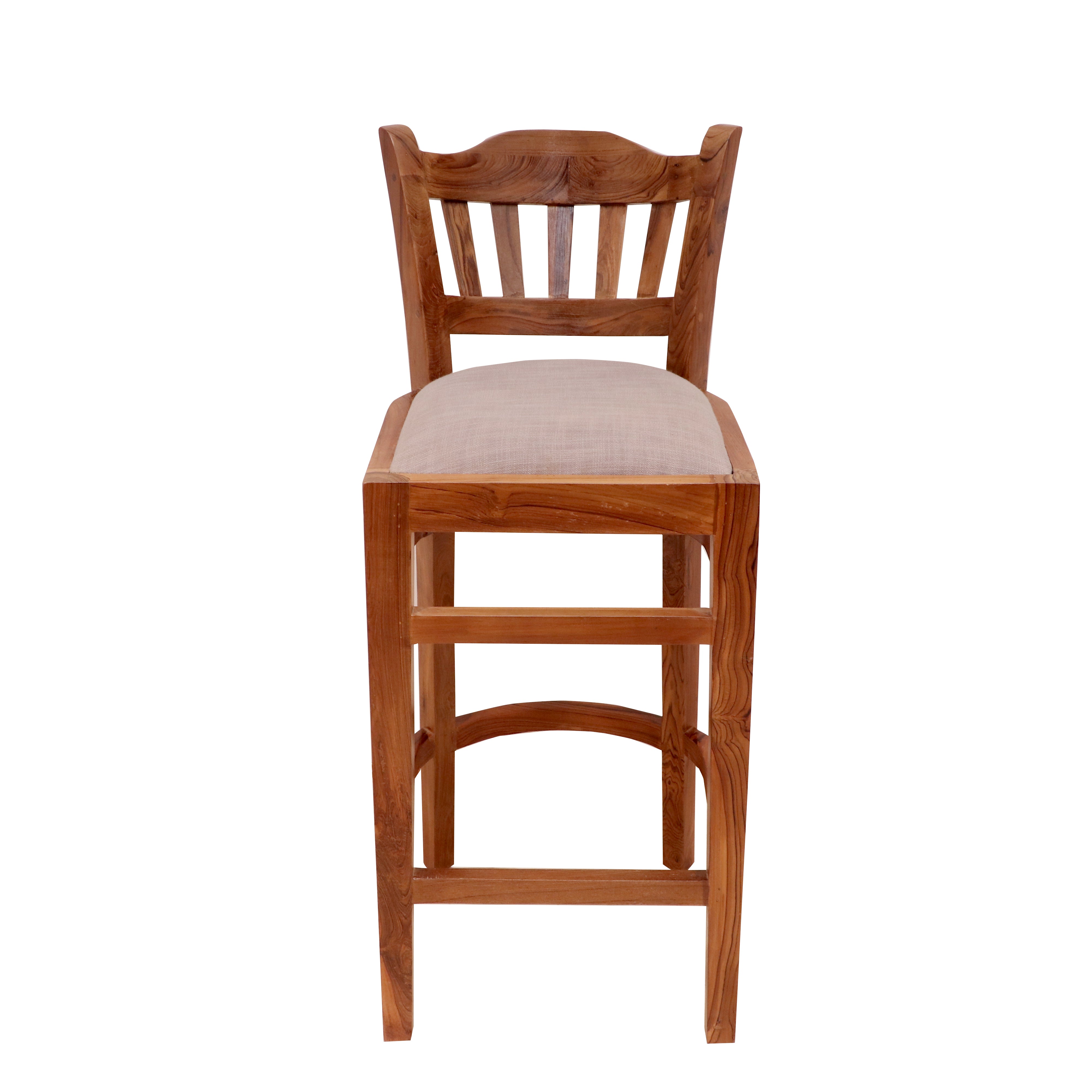 Teak wood bar height chair with curvy design Bar Stool