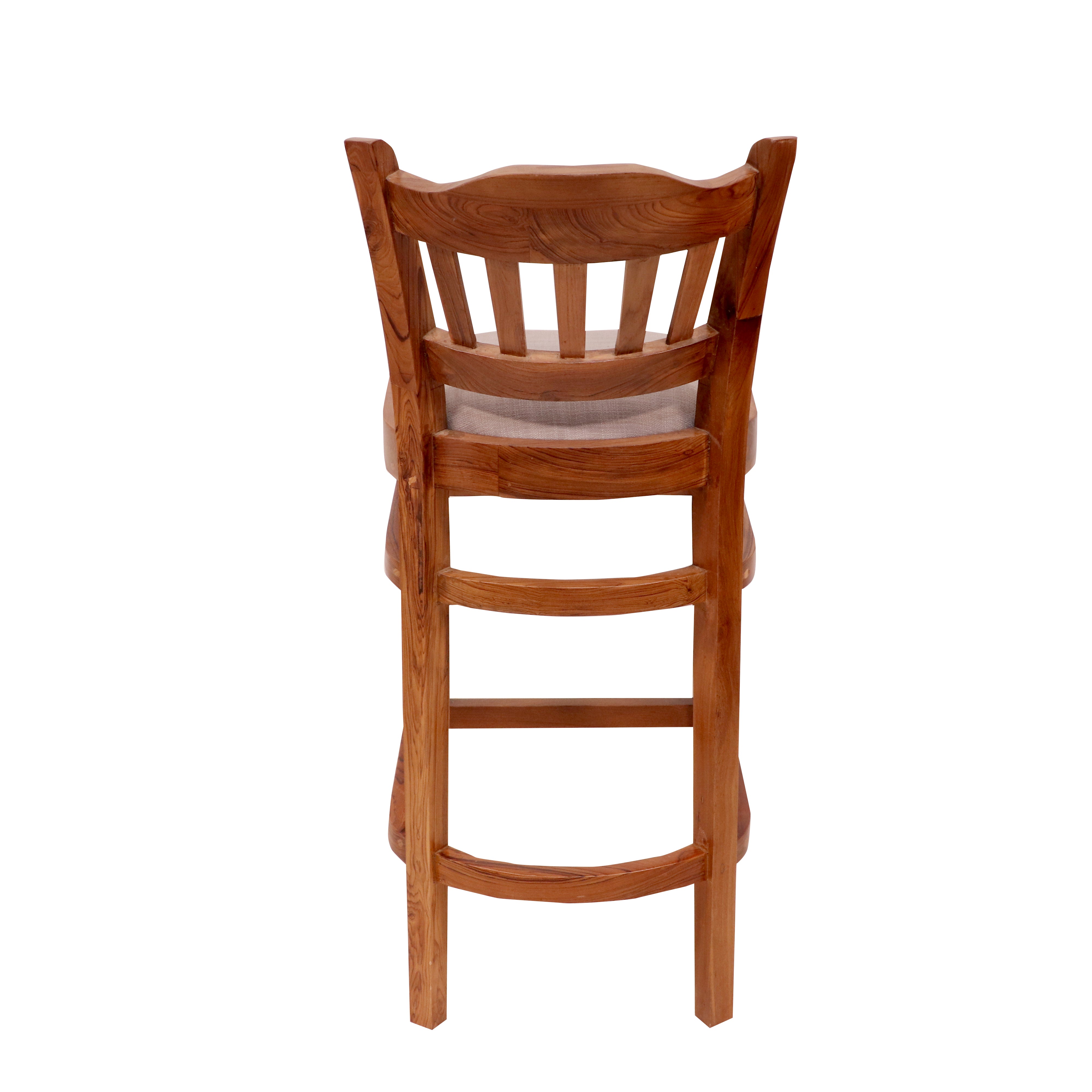 Teak wood bar height chair with curvy design Bar Stool