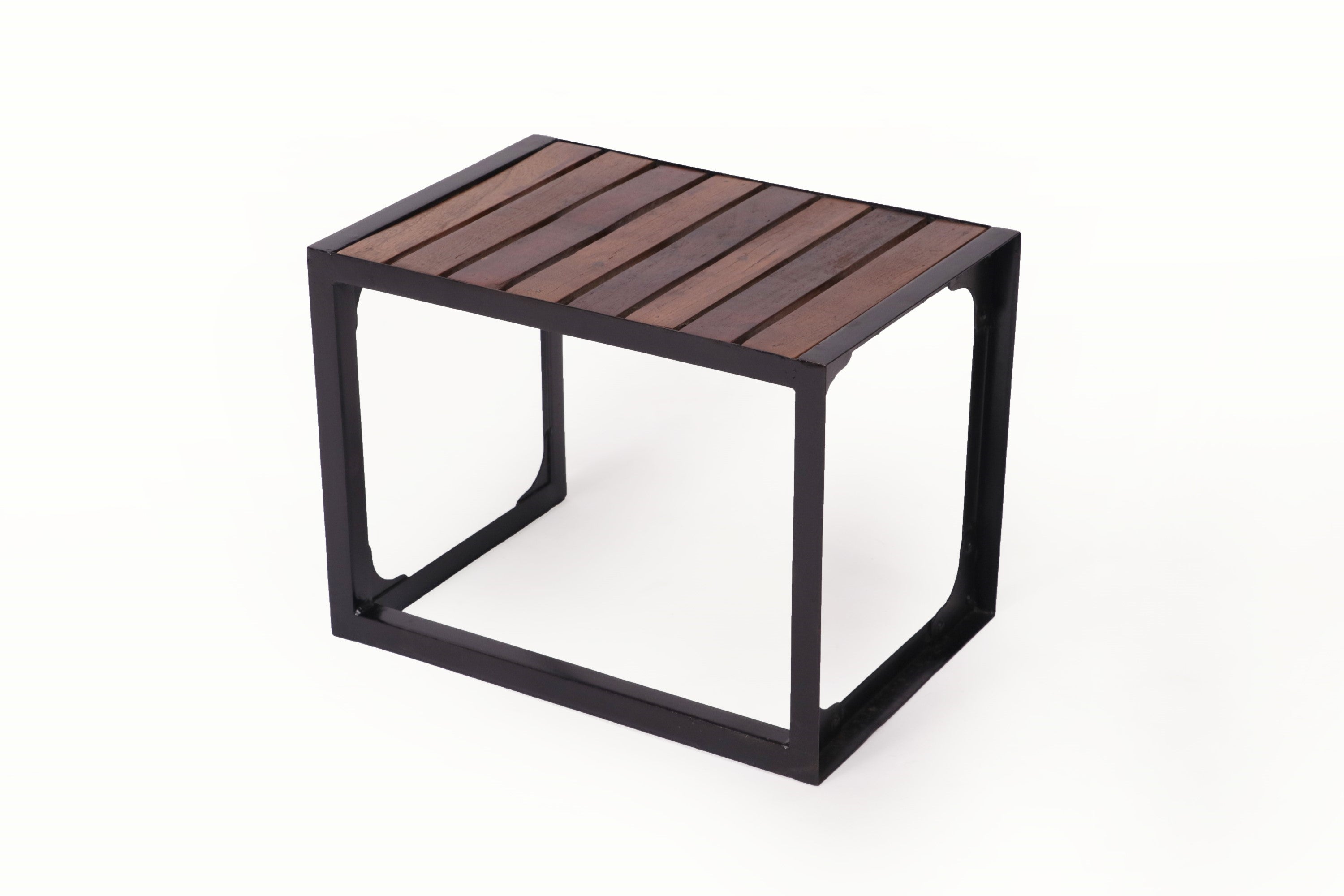 Wooden Metallic Frame Table Stand Small (17.5 x 12 x 13 Inch) Stool