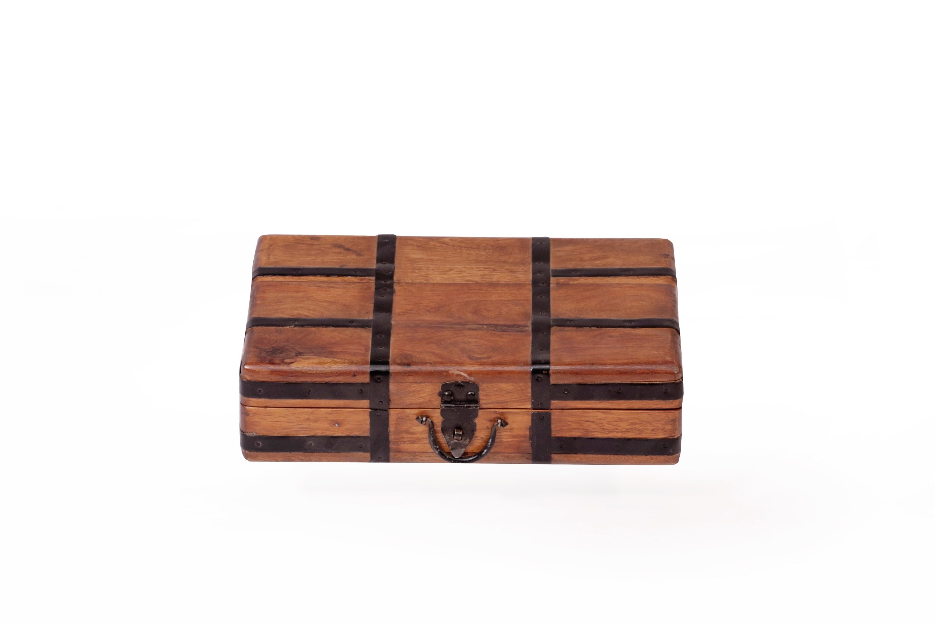 Metal Fitted Wooden Suitcase Large (14 x 10 x 5 Inch) Wooden Box