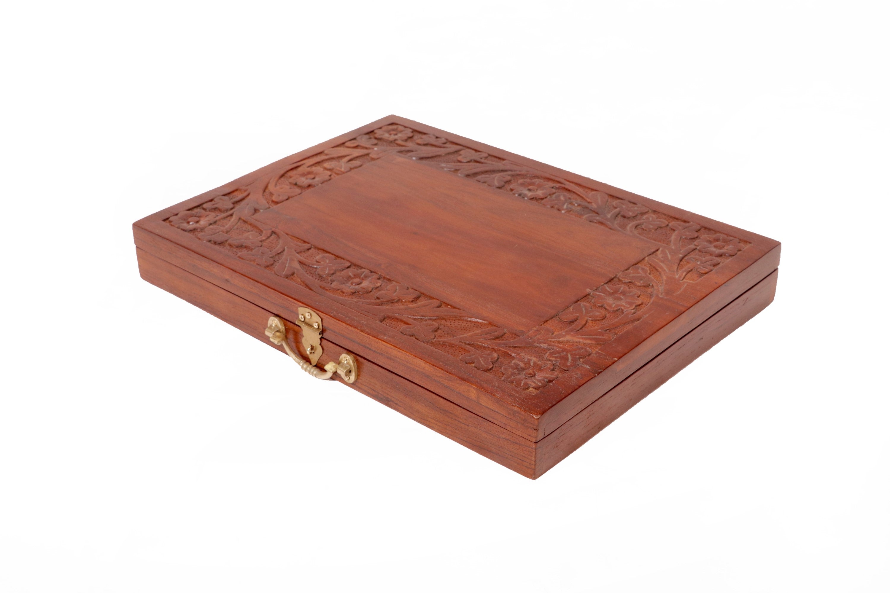 Wooden Carved Flower Petal Box Wooden Box