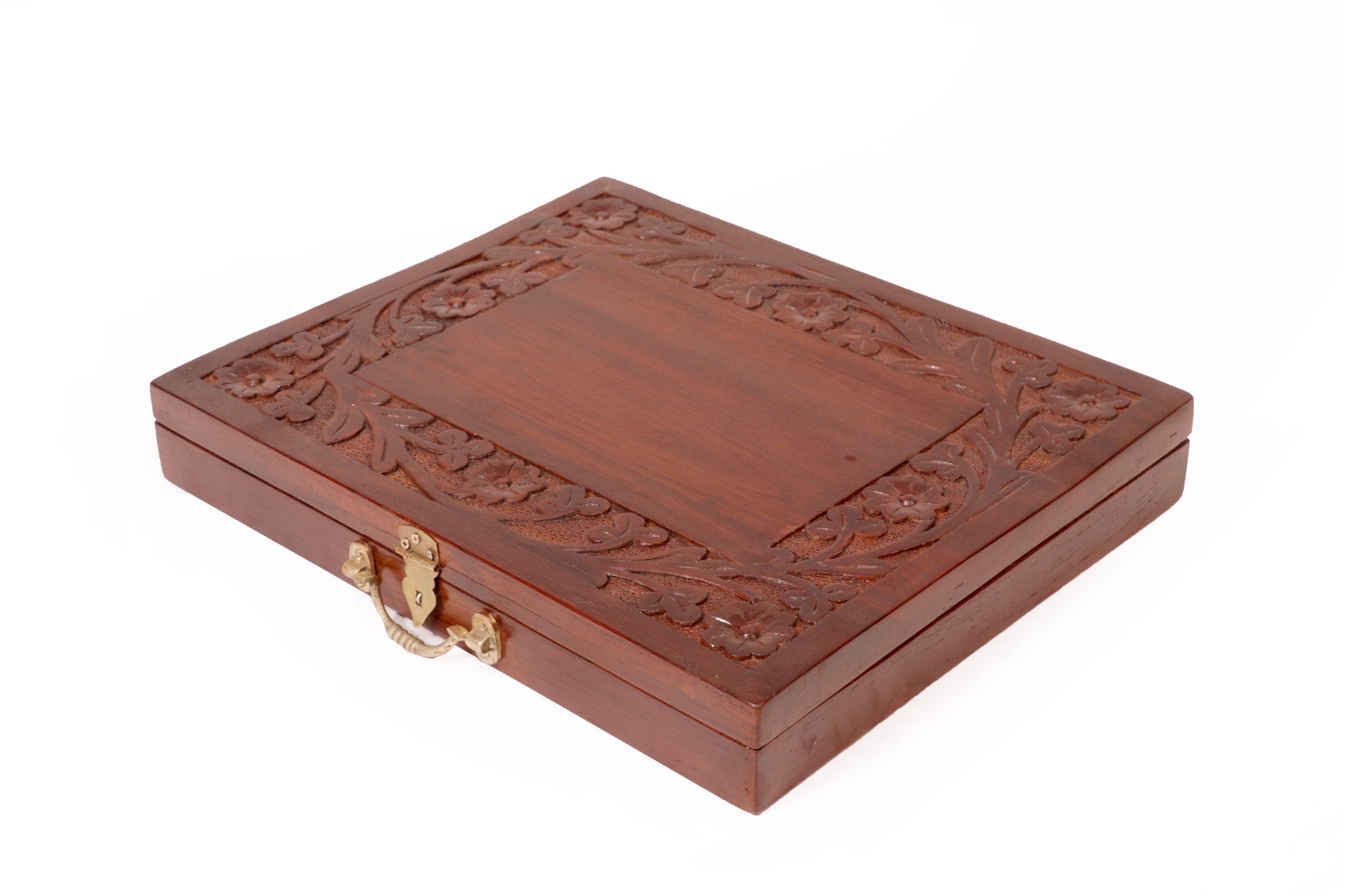 Wooden Carved Flower Petal Box Wooden Box