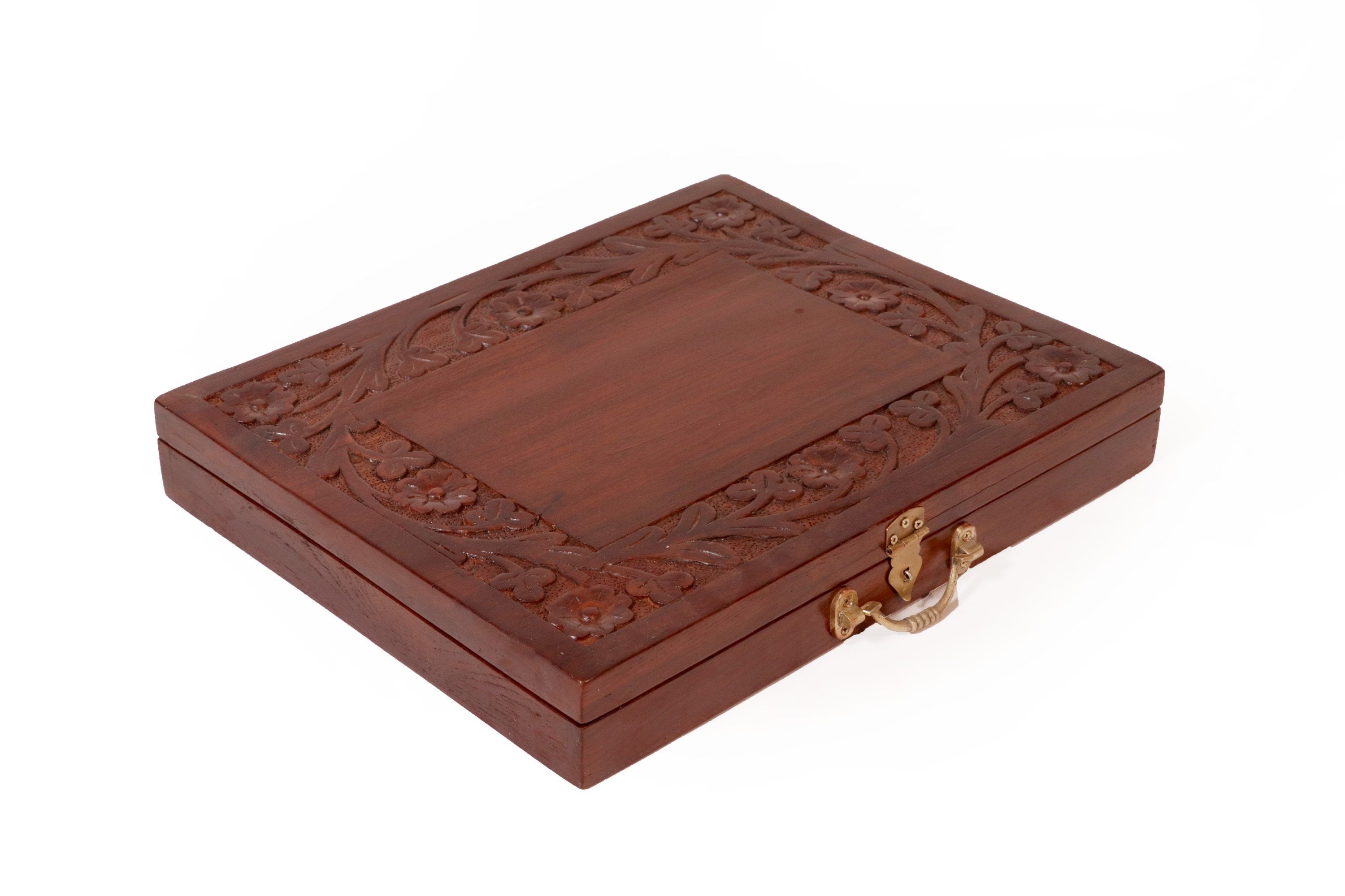 Wooden Carved Flower Petal Box Wooden Box