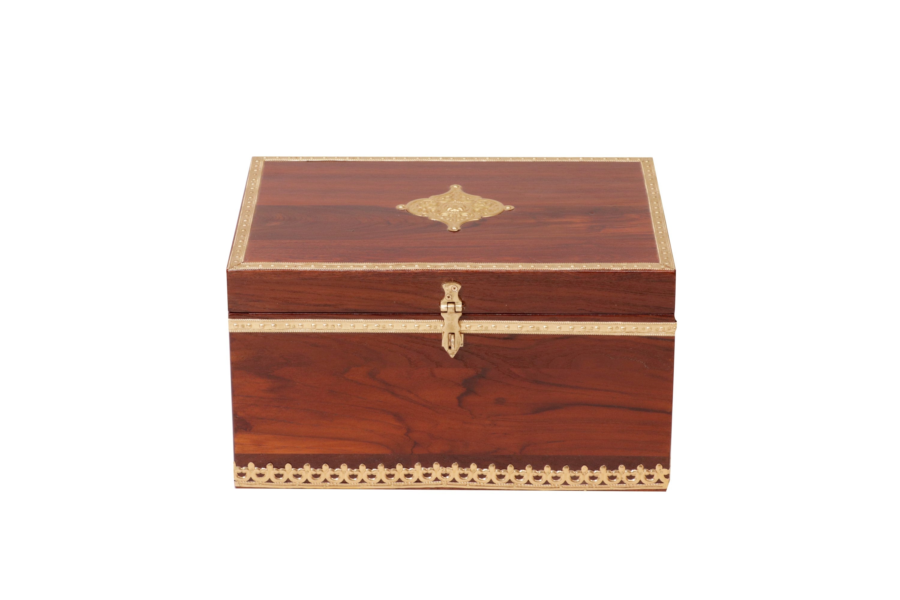 Brass Fitted (16 x 11 x 9 Inch)Teak Jewellery Box Wooden Box
