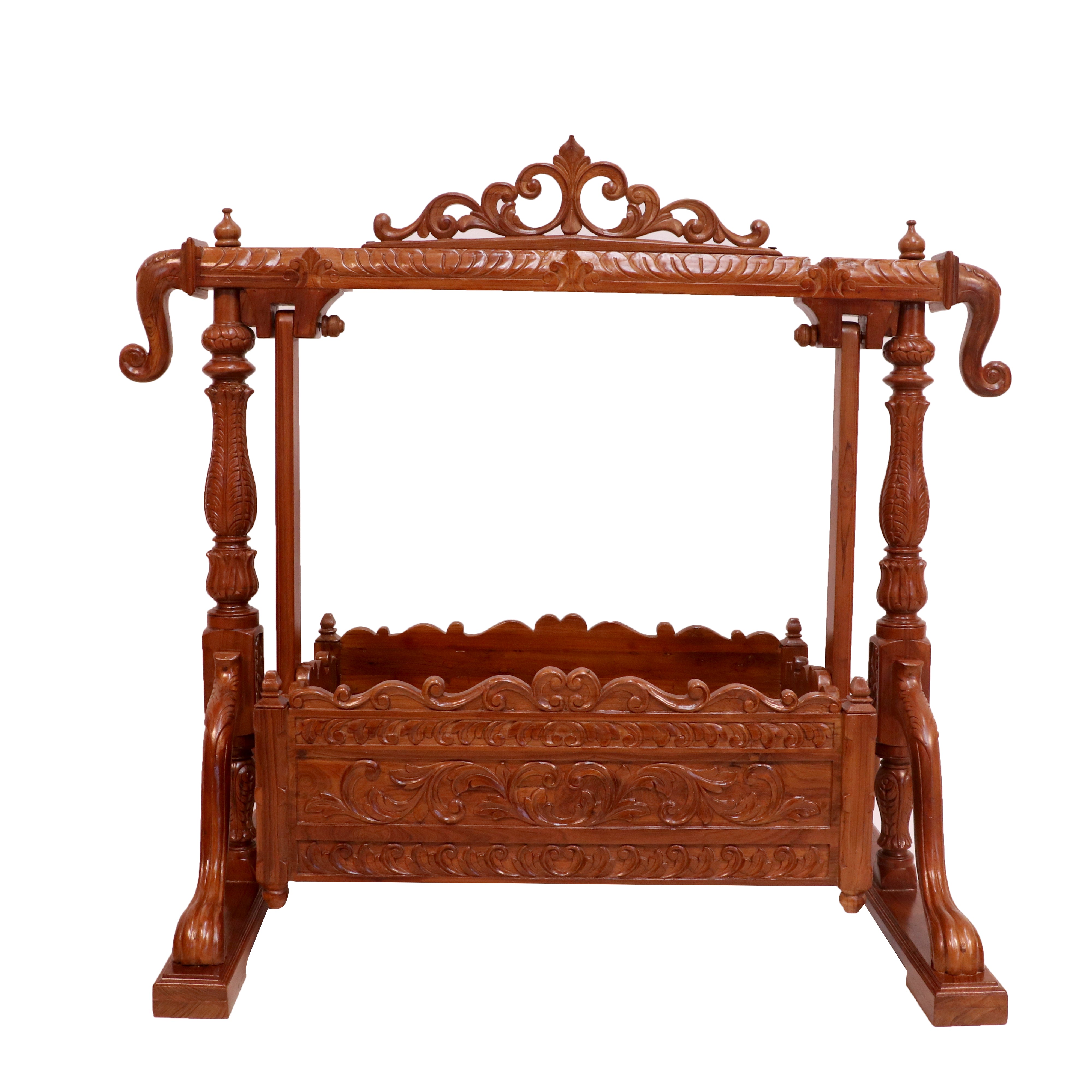 Royal Clove Teak Wooden Natural Brown Handmade Cradle Cradle