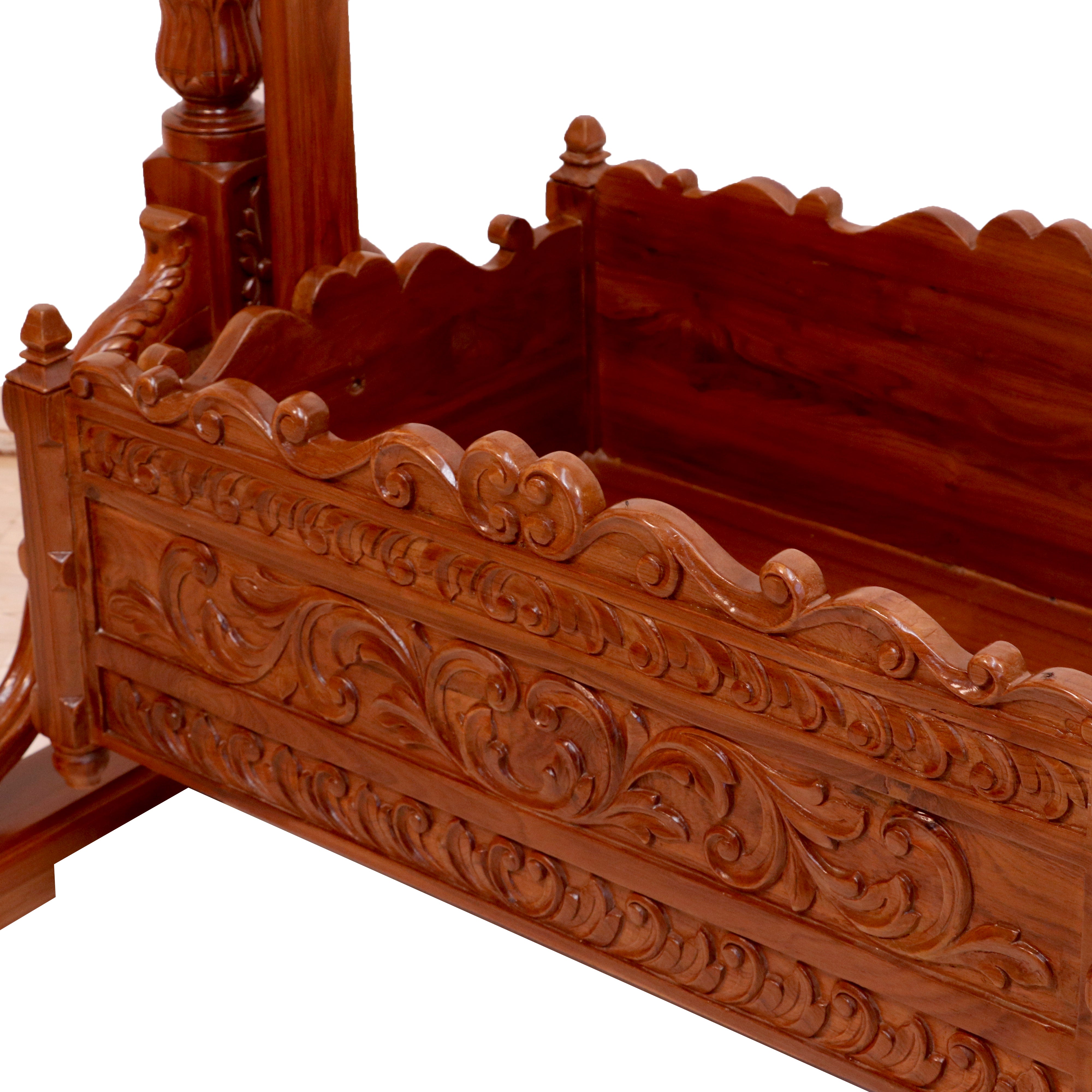 Royal Clove Teak Wooden Natural Brown Handmade Cradle Cradle