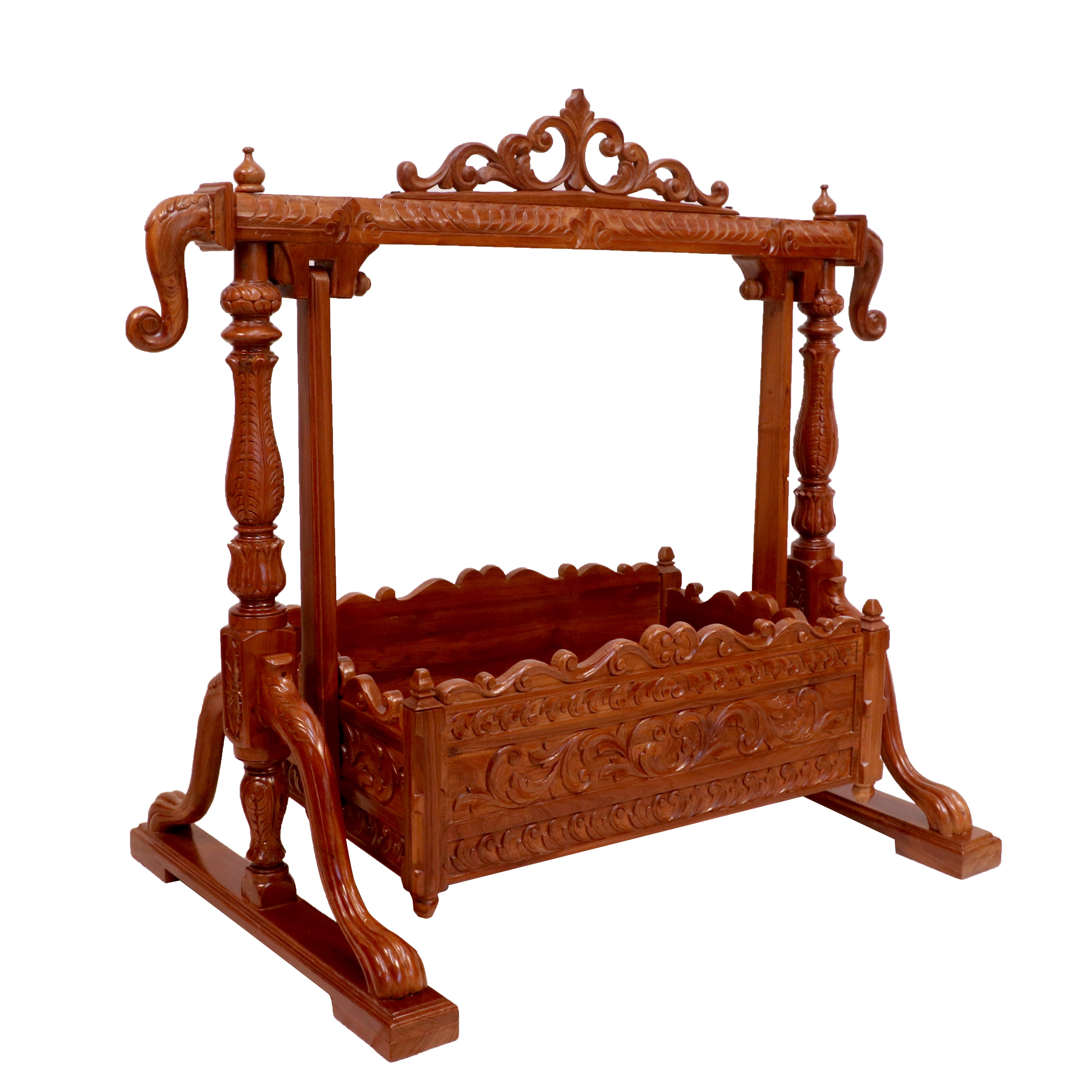 Royal Clove Teak Wooden Natural Brown Handmade Cradle Cradle