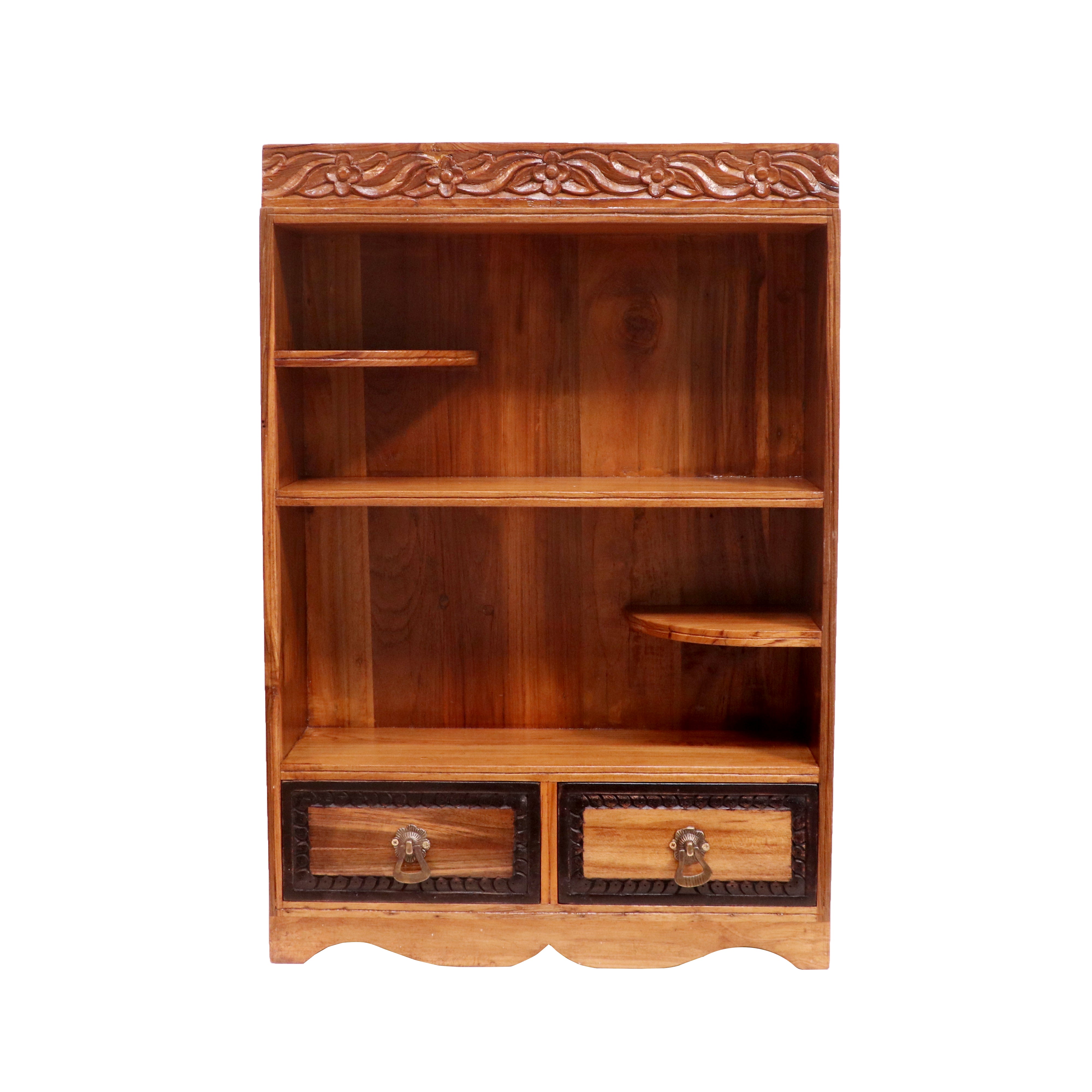 Wooden Top Carving Kitchen Rack with 2 Drawers Wall Rack