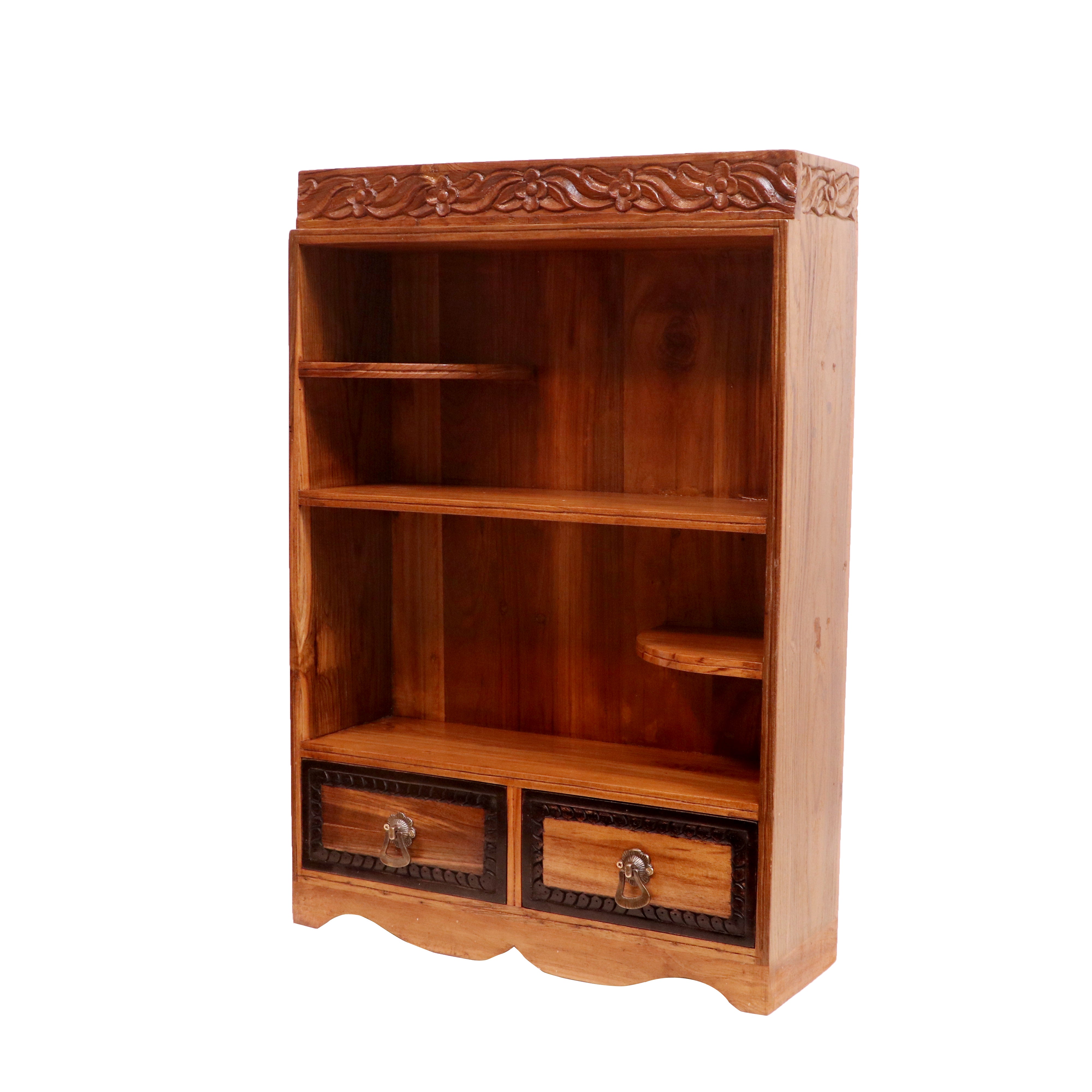 Wooden Top Carving Kitchen Rack with 2 Drawers Wall Rack