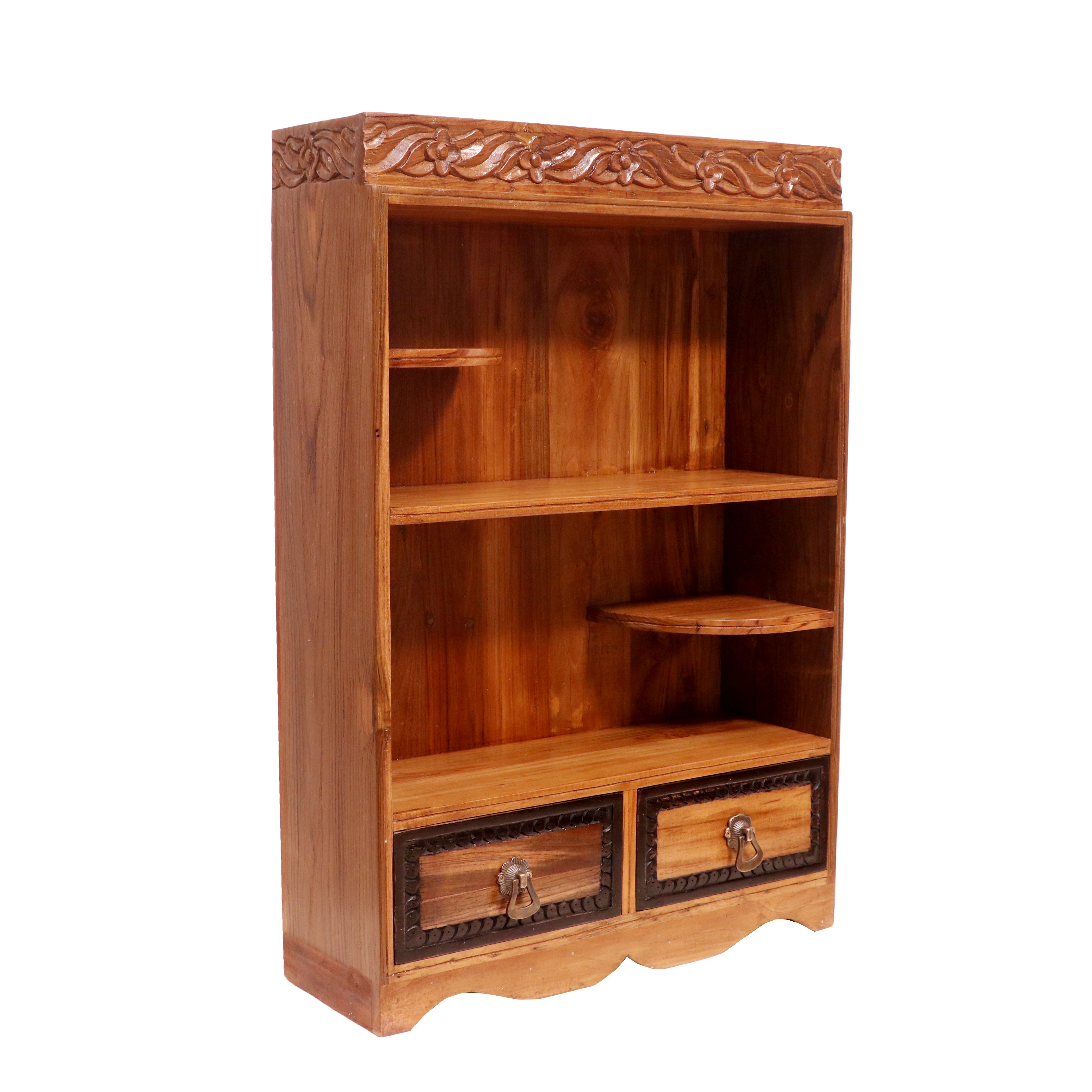 Wooden Top Carving Kitchen Rack with 2 Drawers Wall Rack