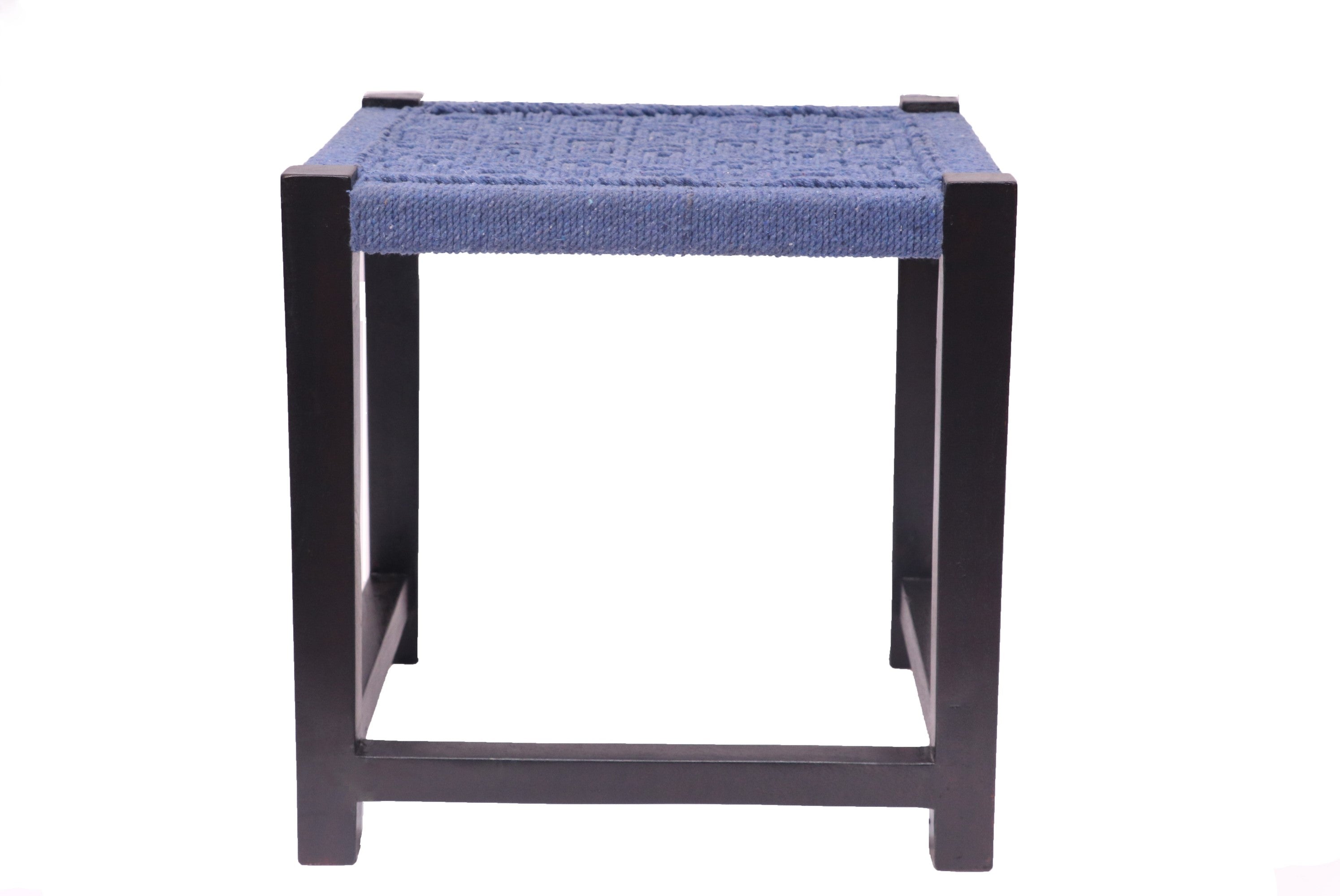 Teal and White Wooden Stool Stool