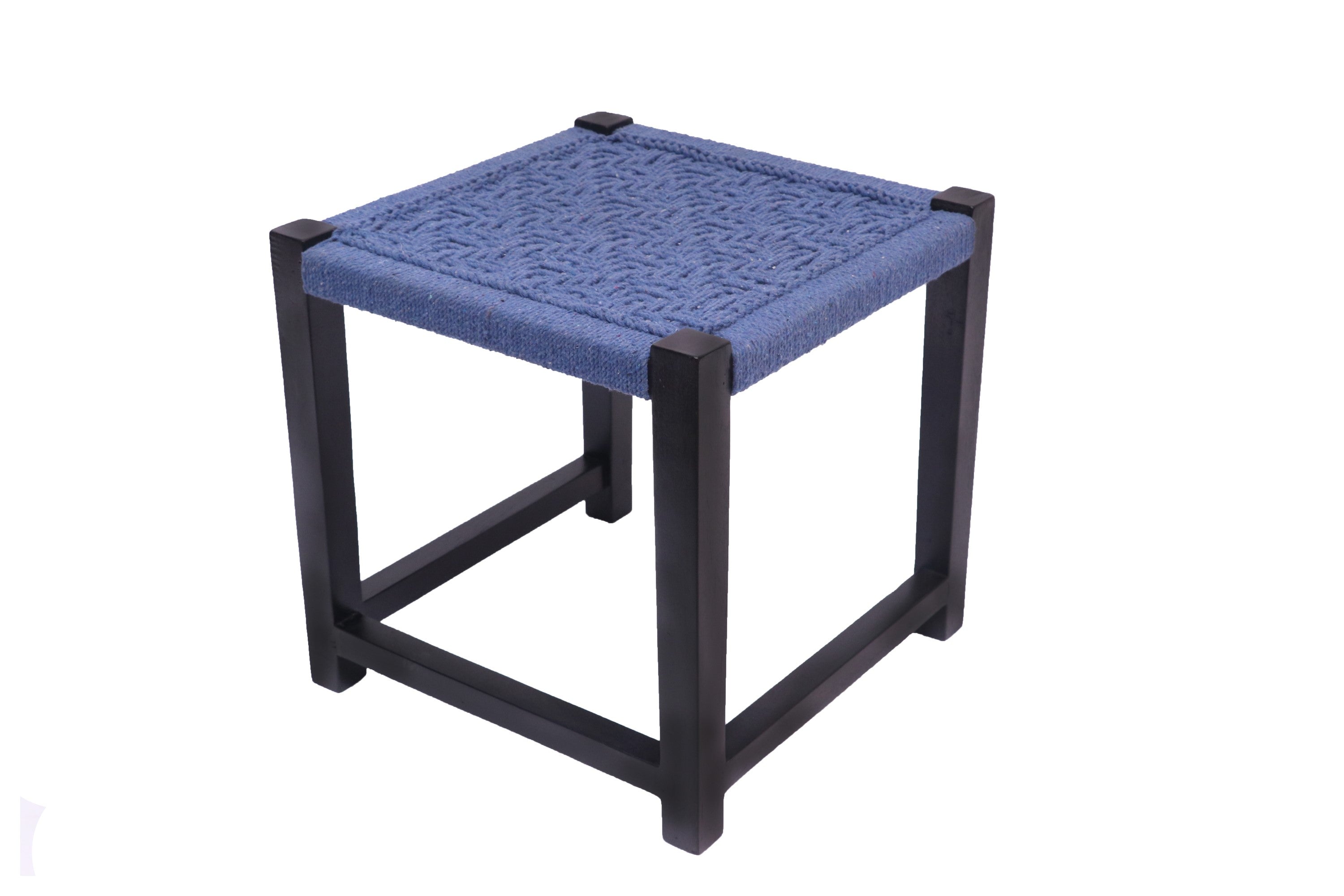 Teal and White Wooden Stool Stool