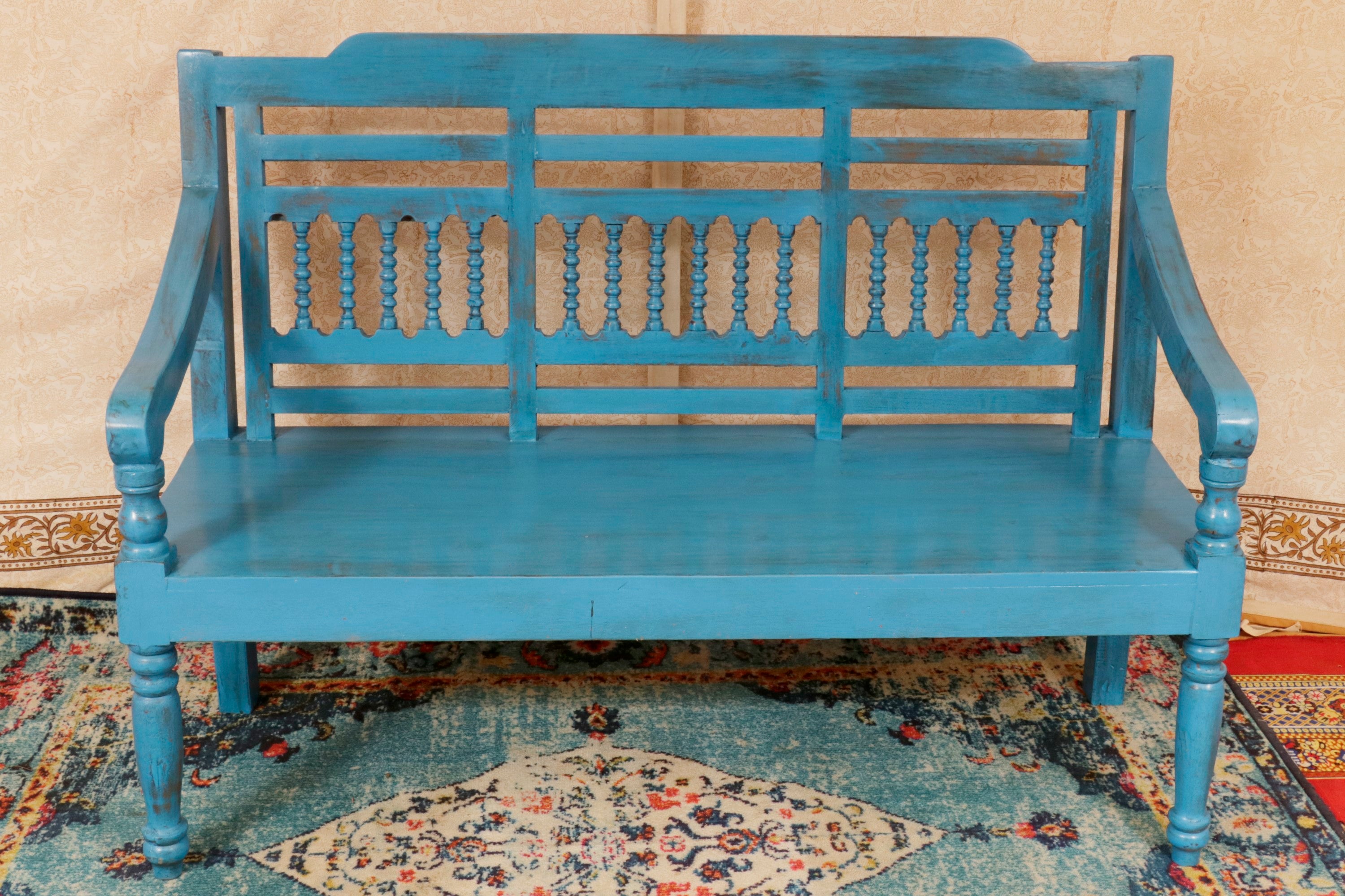 Antique blue touch Wooden Bench Bench