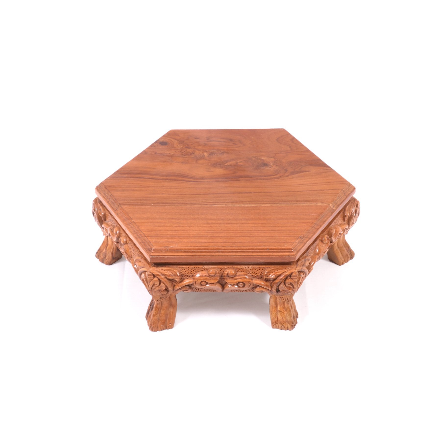 Casaka Teak Wood Hexagonal Traditional Bajot/Choki Bajot