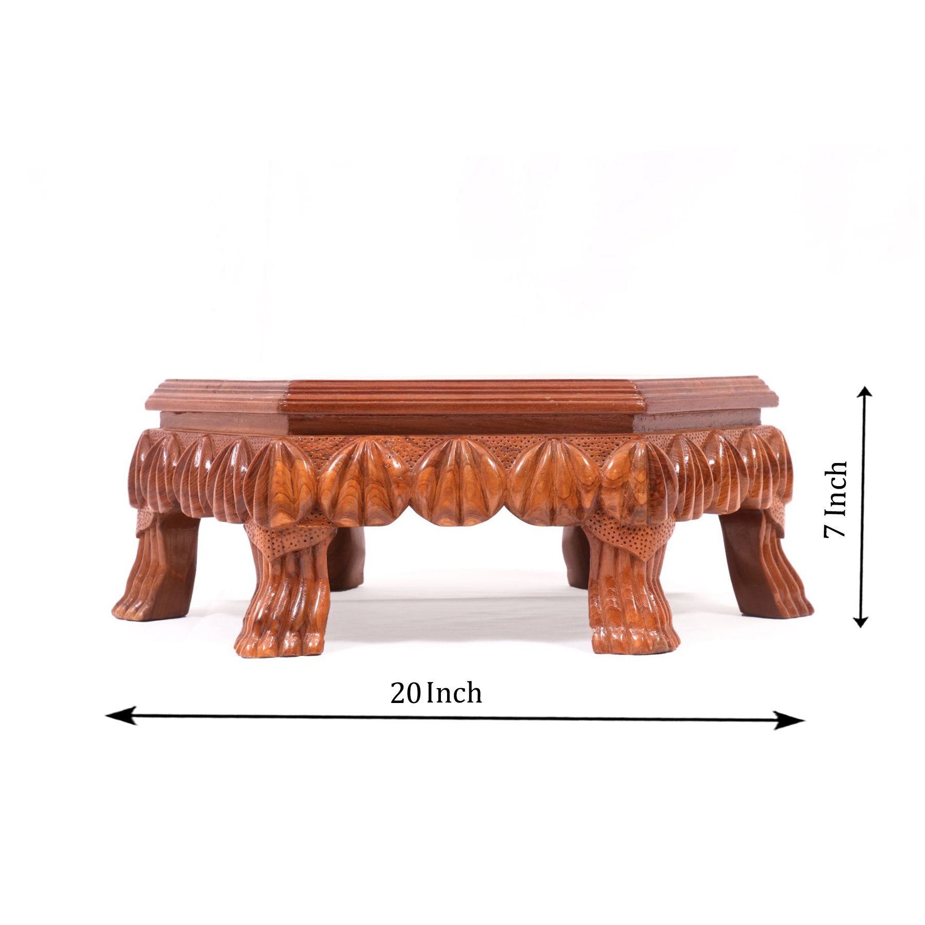 Guvati Hexagonal Traditional TEAK Wood Bajot Bajot