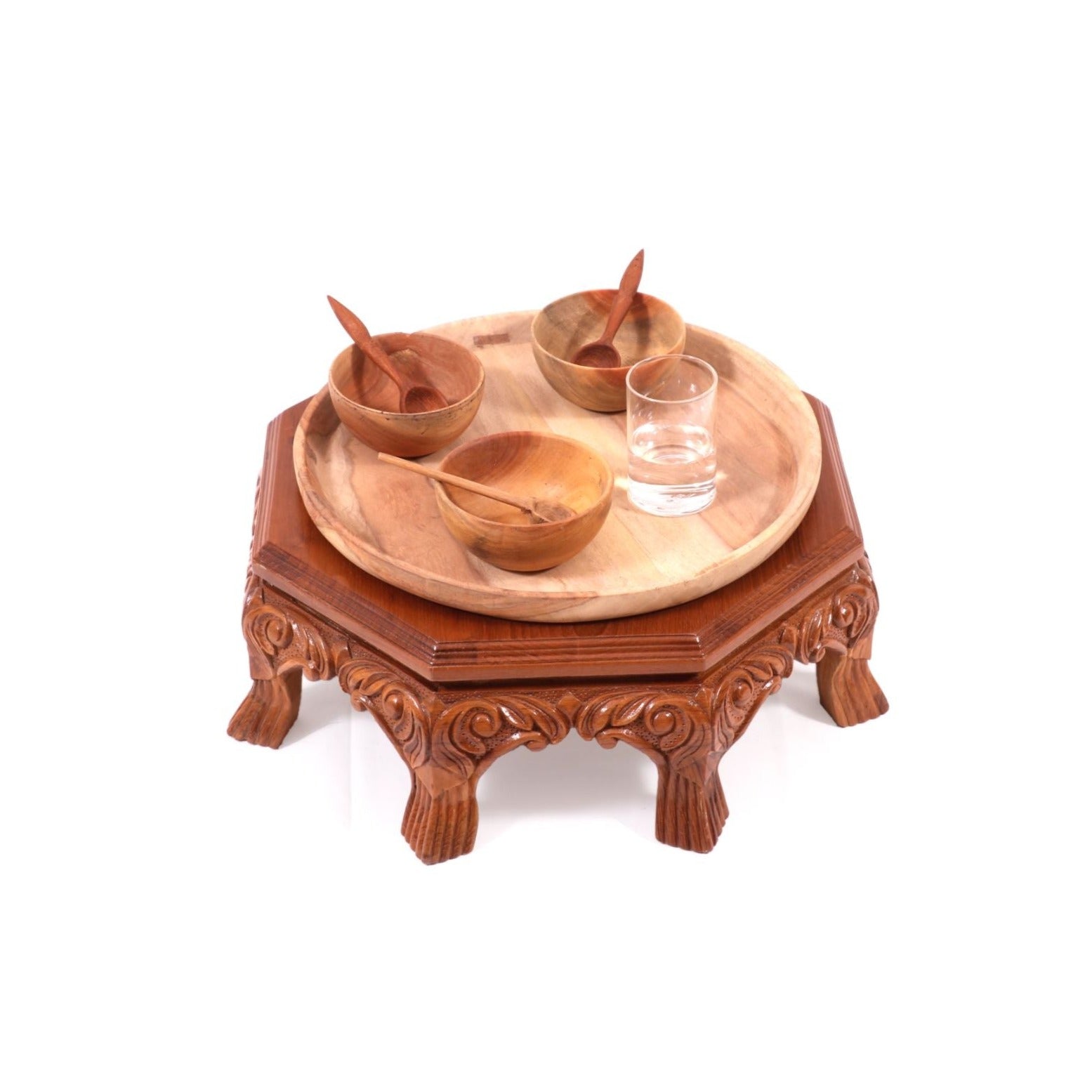 Chatvaari Traditional Teak Wood Octagonal Bajot Default Title Bajot