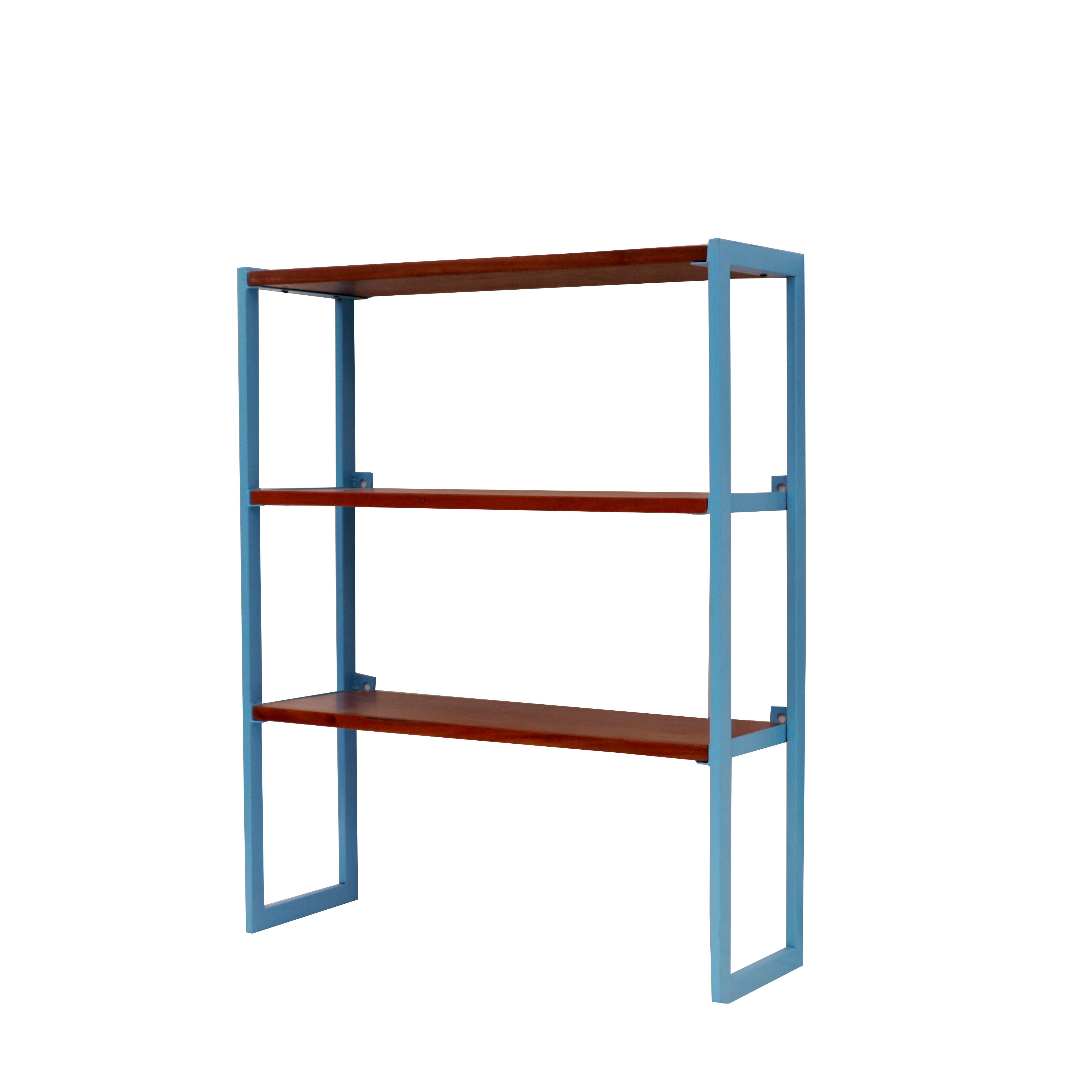 Quirky Blue and Wooden Shelving Unit Wall Rack