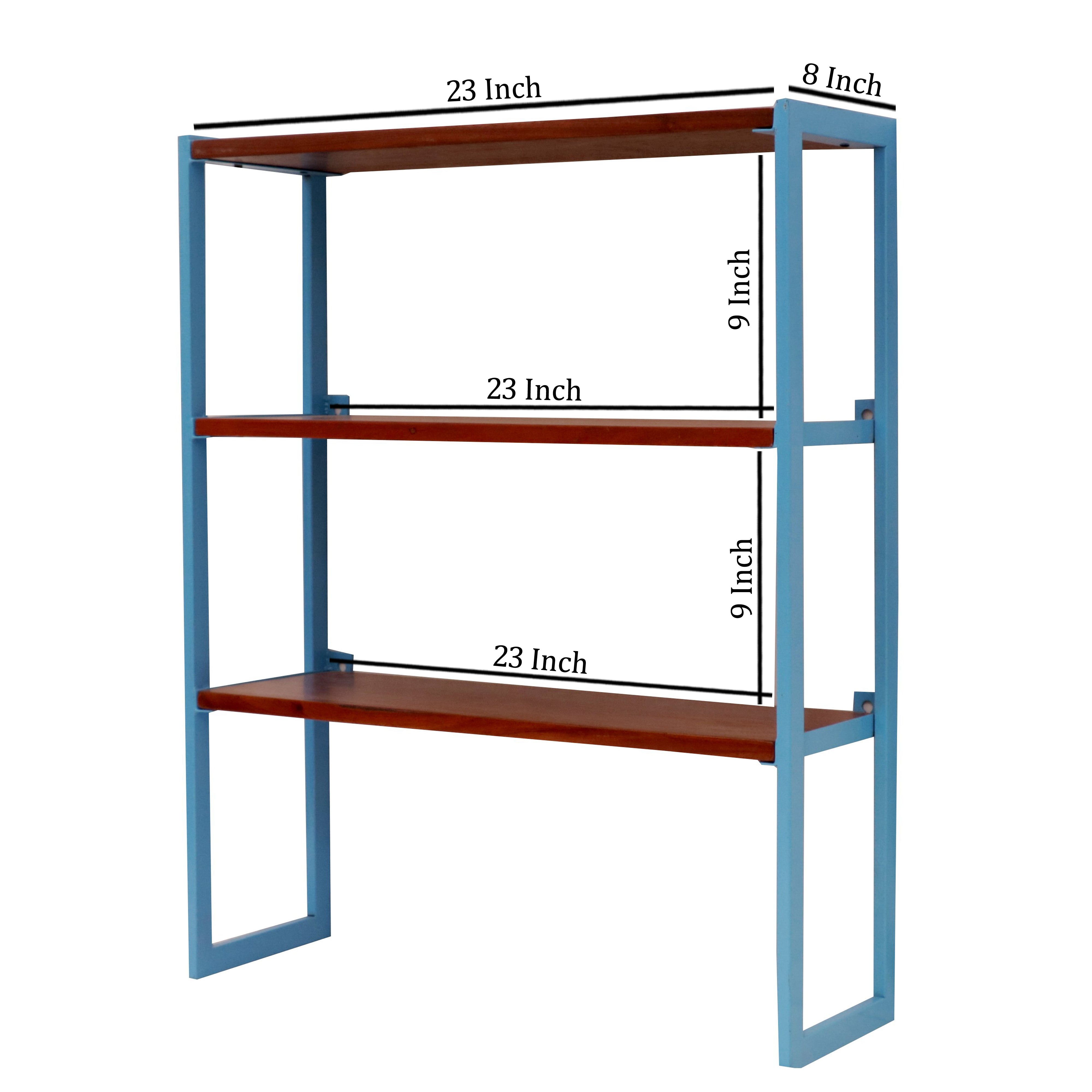 Quirky Blue and Wooden Shelving Unit Wall Rack