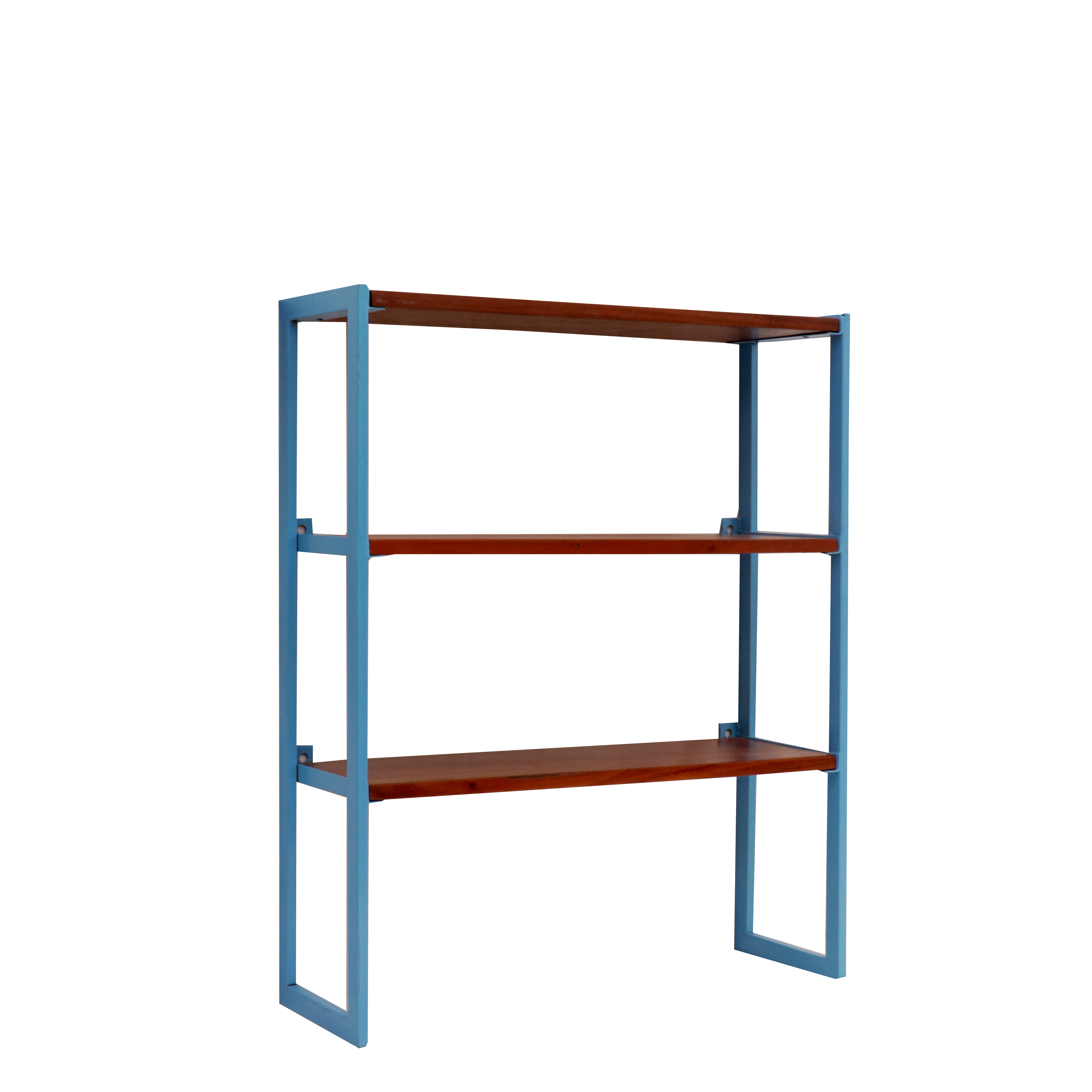 Quirky Blue and Wooden Shelving Unit Wall Rack