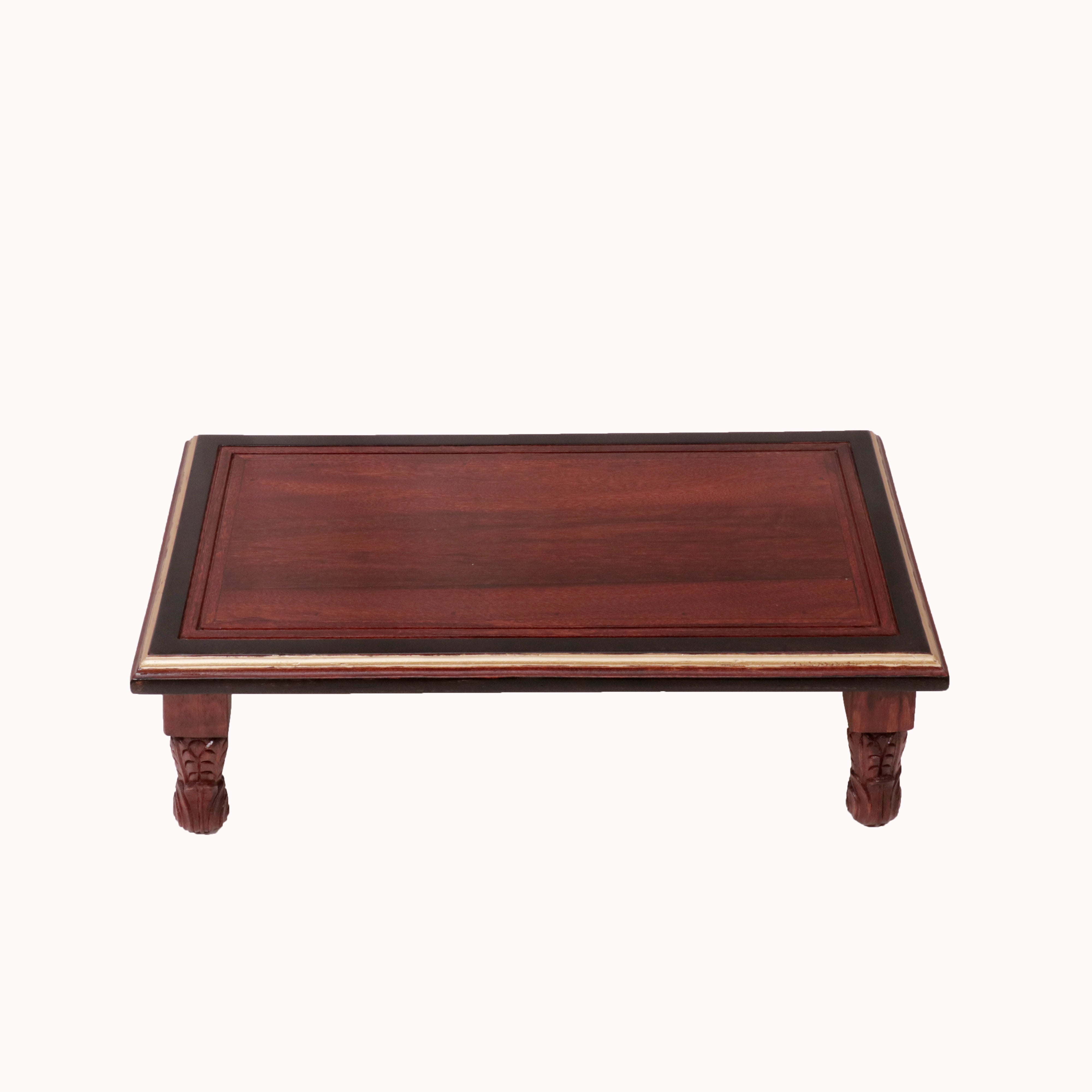 Dark Golden Carved Legs Wooden Folding Table Bajot