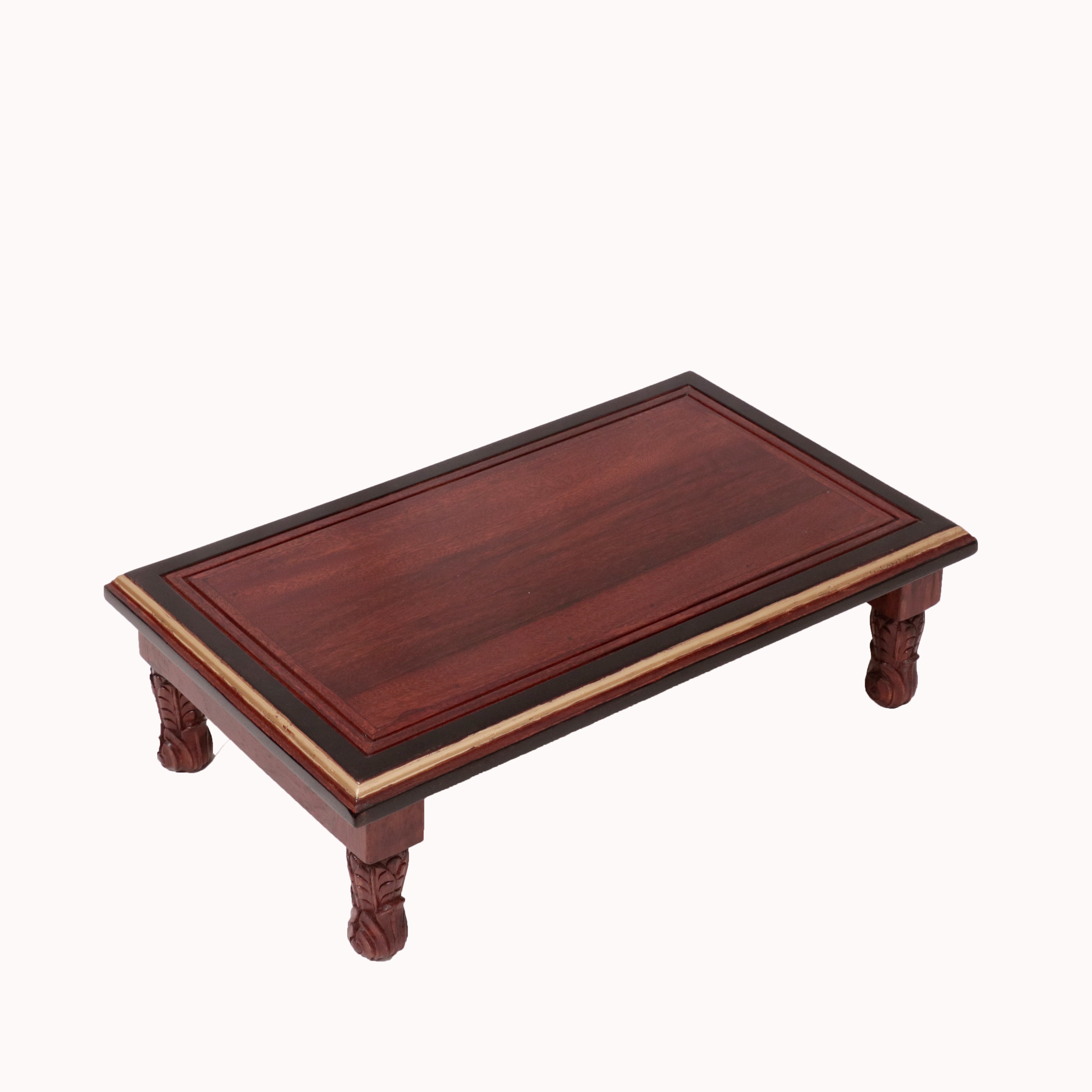 Dark Golden Carved Legs Wooden Folding Table Bajot