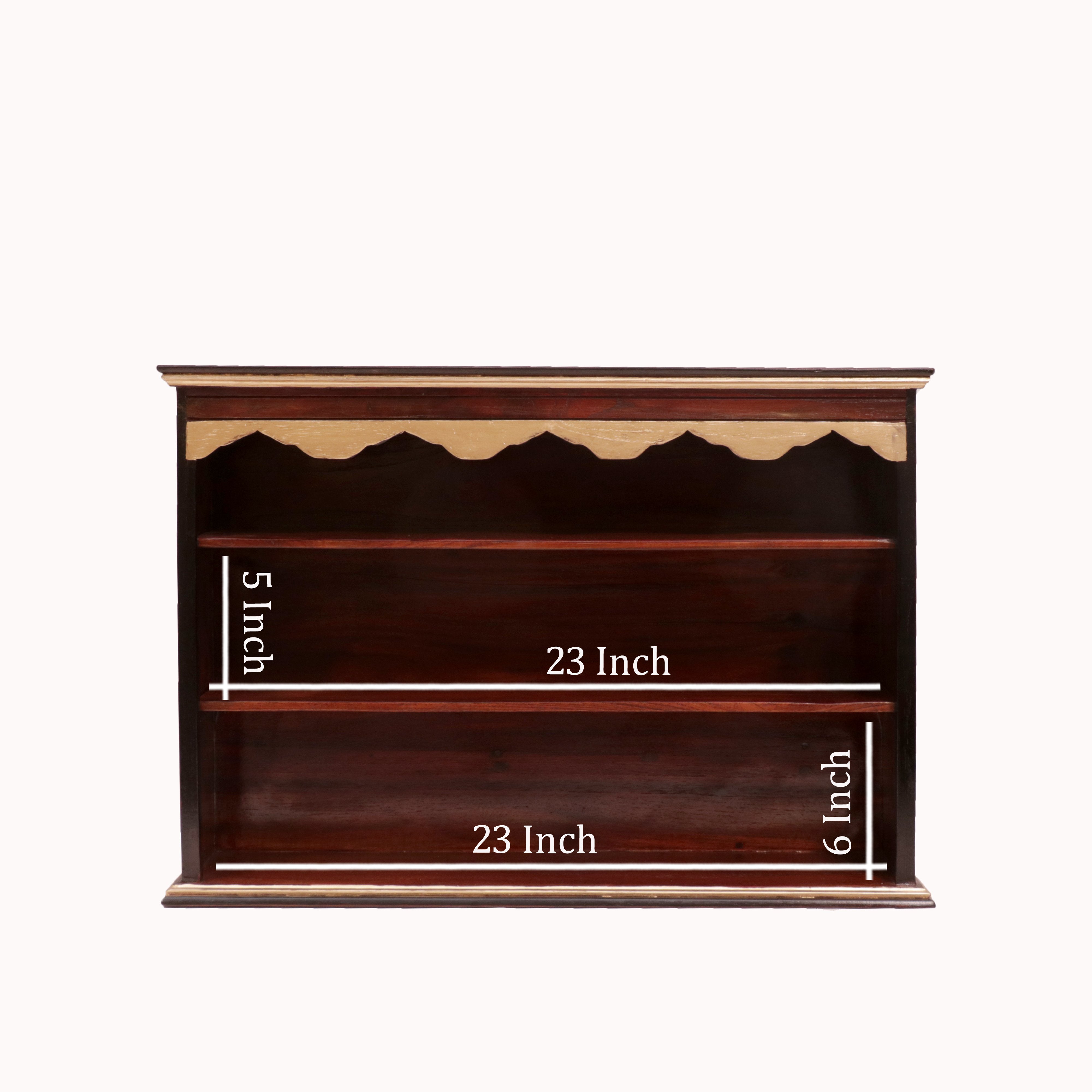 Rustic Wooden Wall Rack Dark Golden Tone Wall Rack