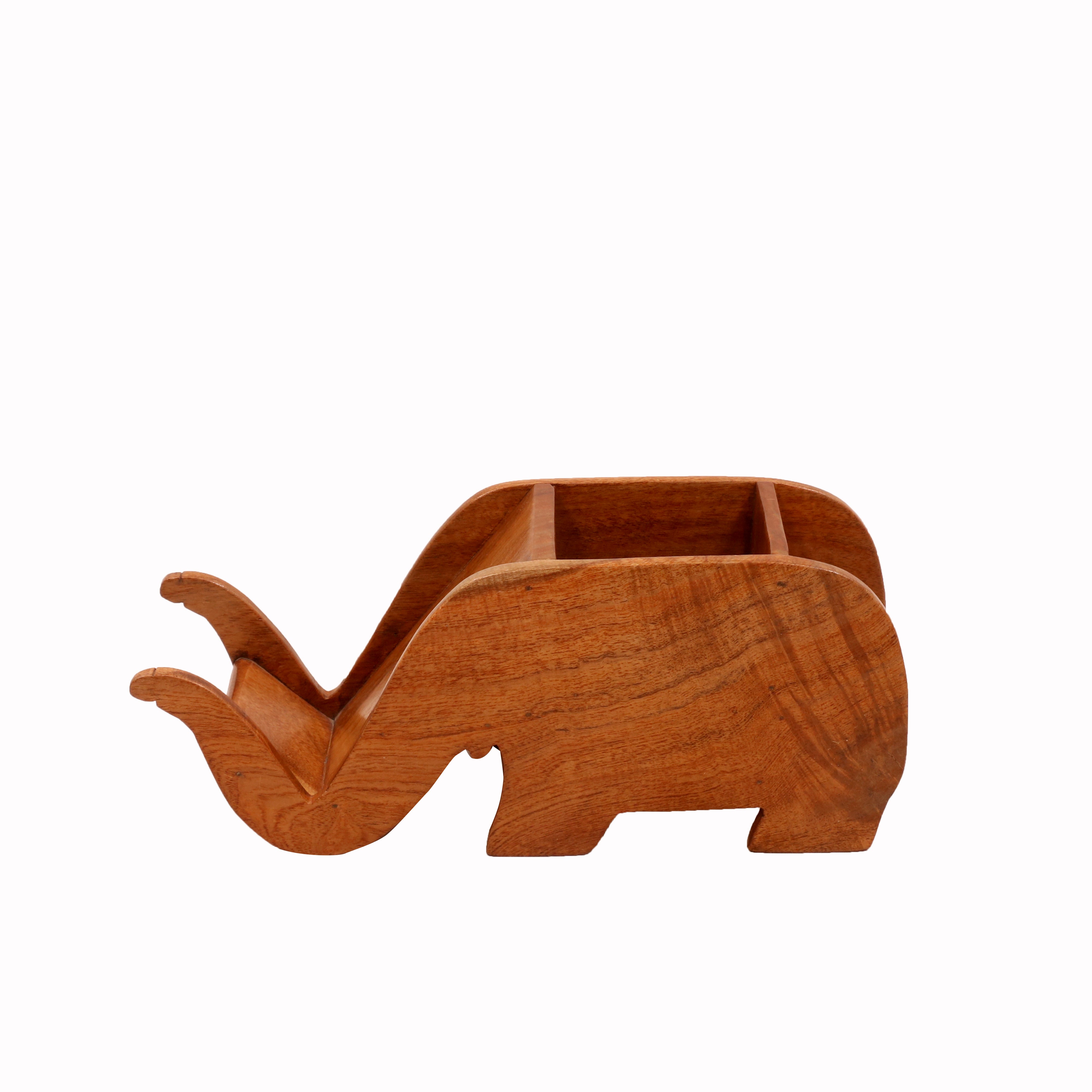 Elephant Pen Holder with Mobile Stand (Natural Tone) Desk Organizer