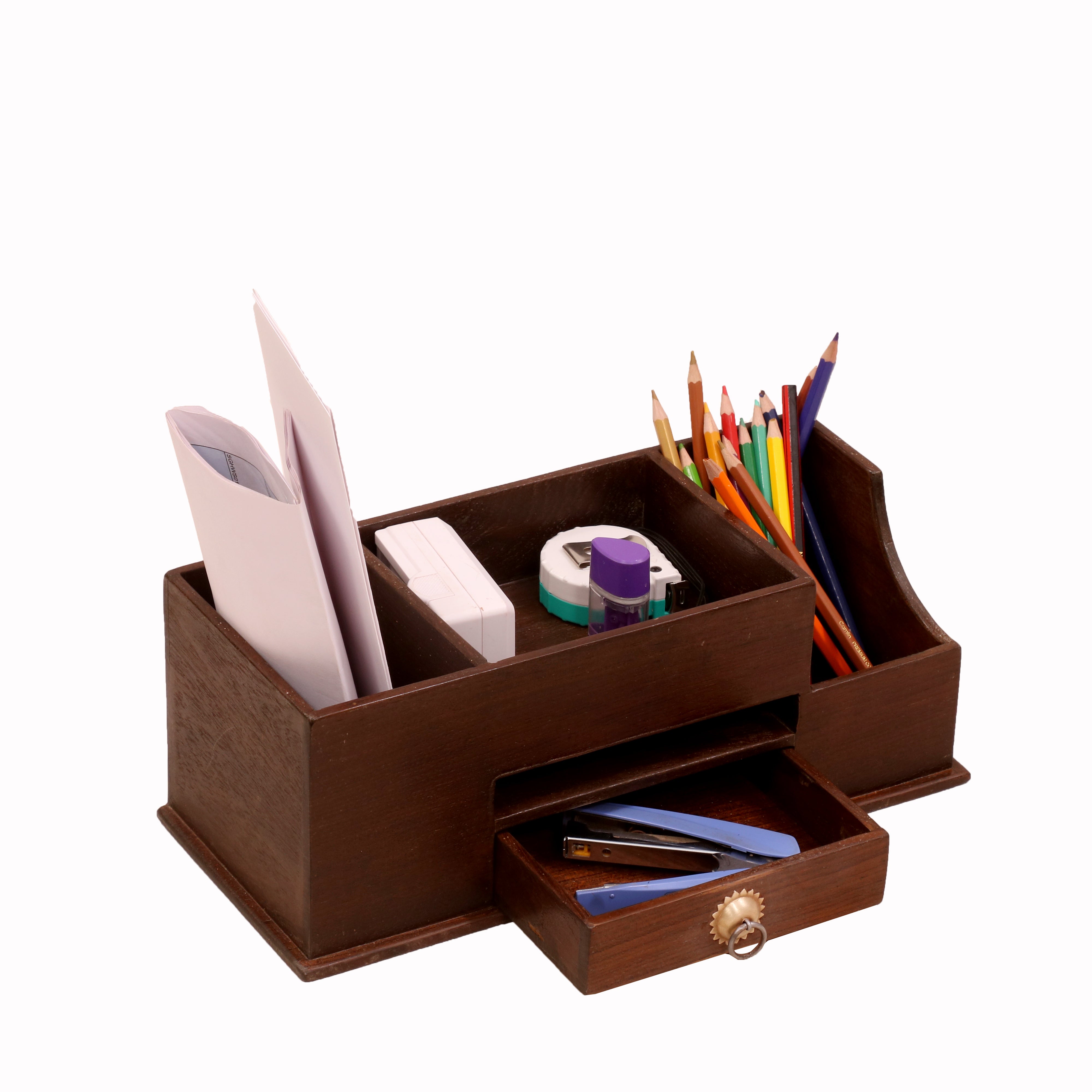 Small Sleek Holder and Drawer Set Desk Organizer