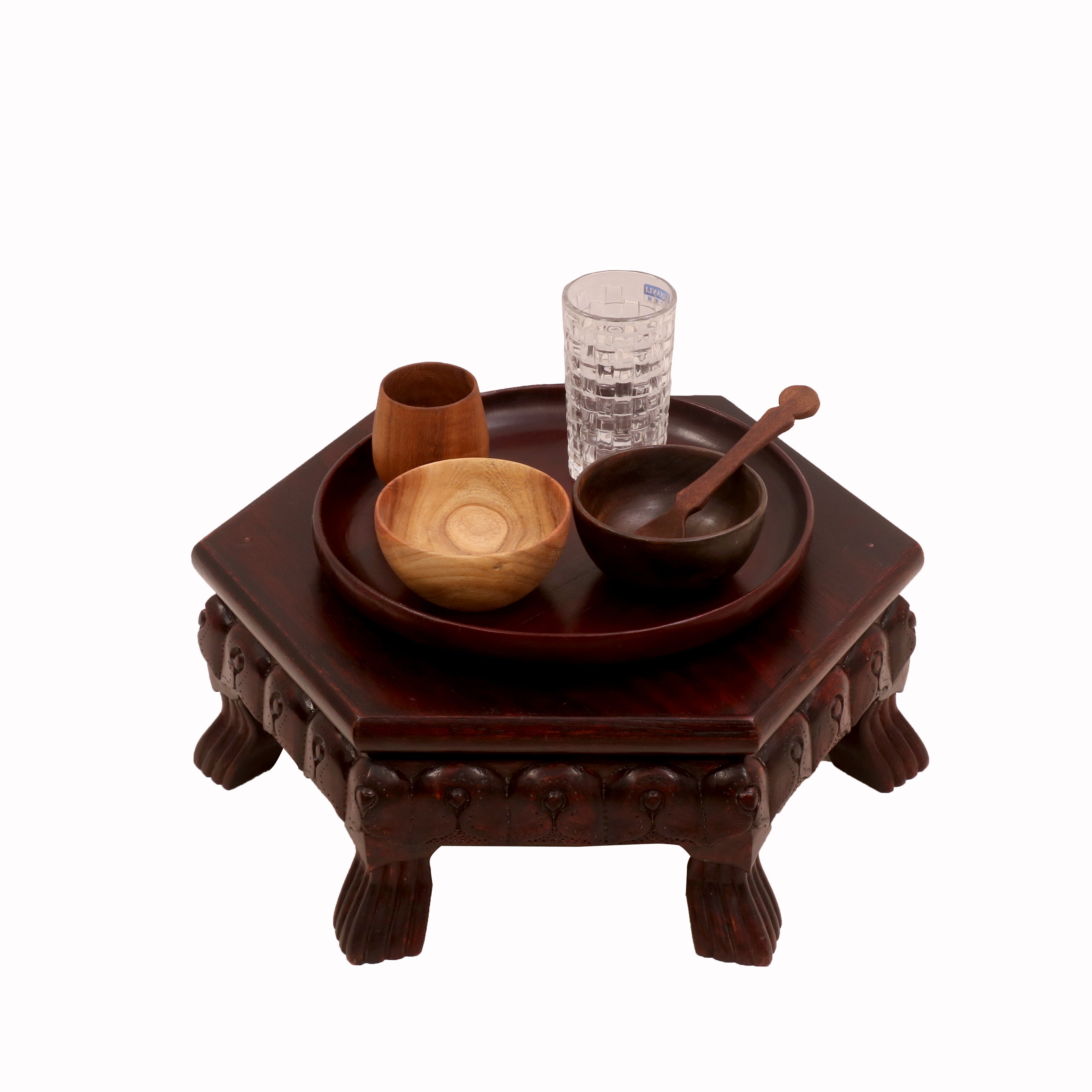 Bell Shaped Mahogany Dark Style Teak Wood Bajot Default Title Bajot