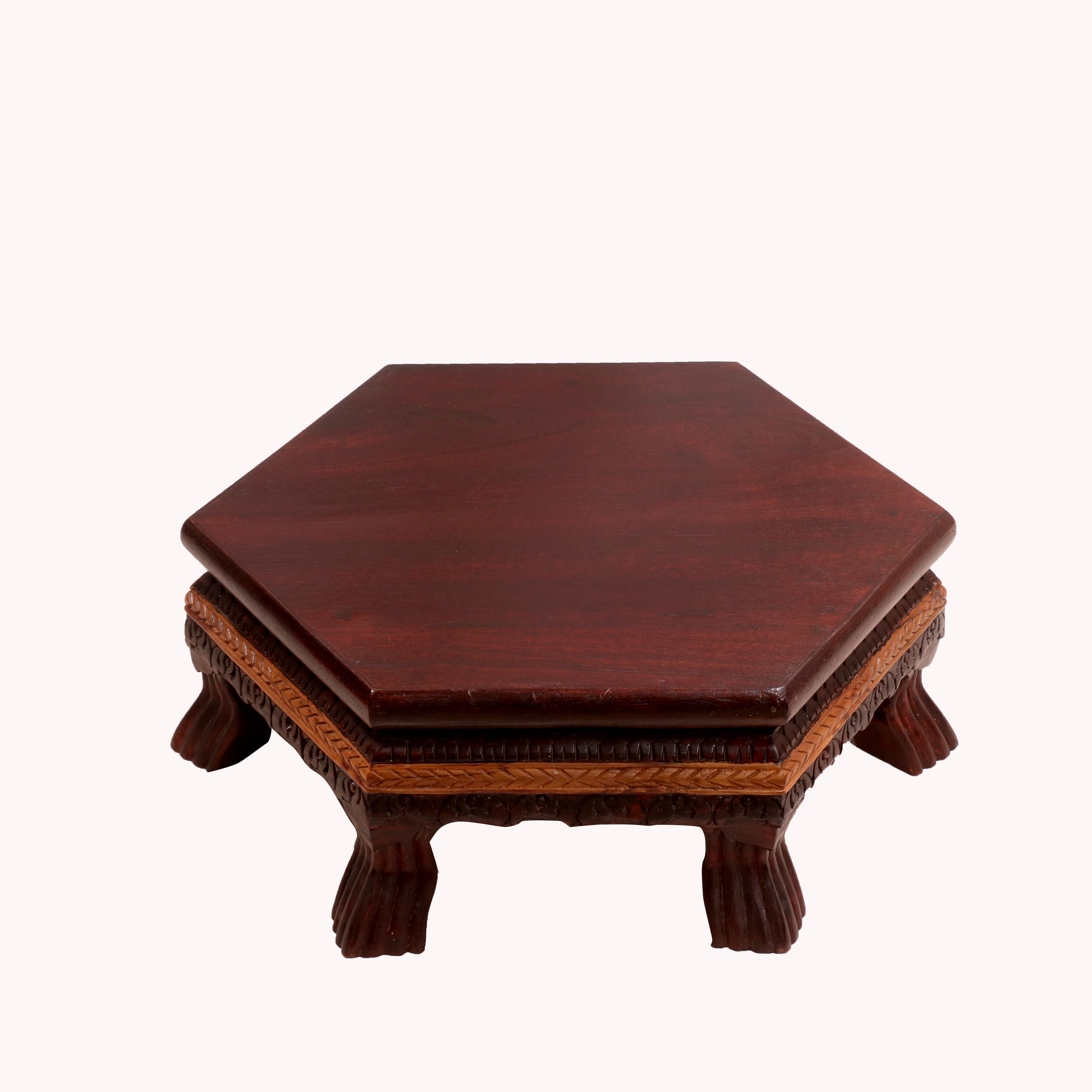 Meditative Payer dual Tone Hexagonal TEAK Wood Bajot Bajot
