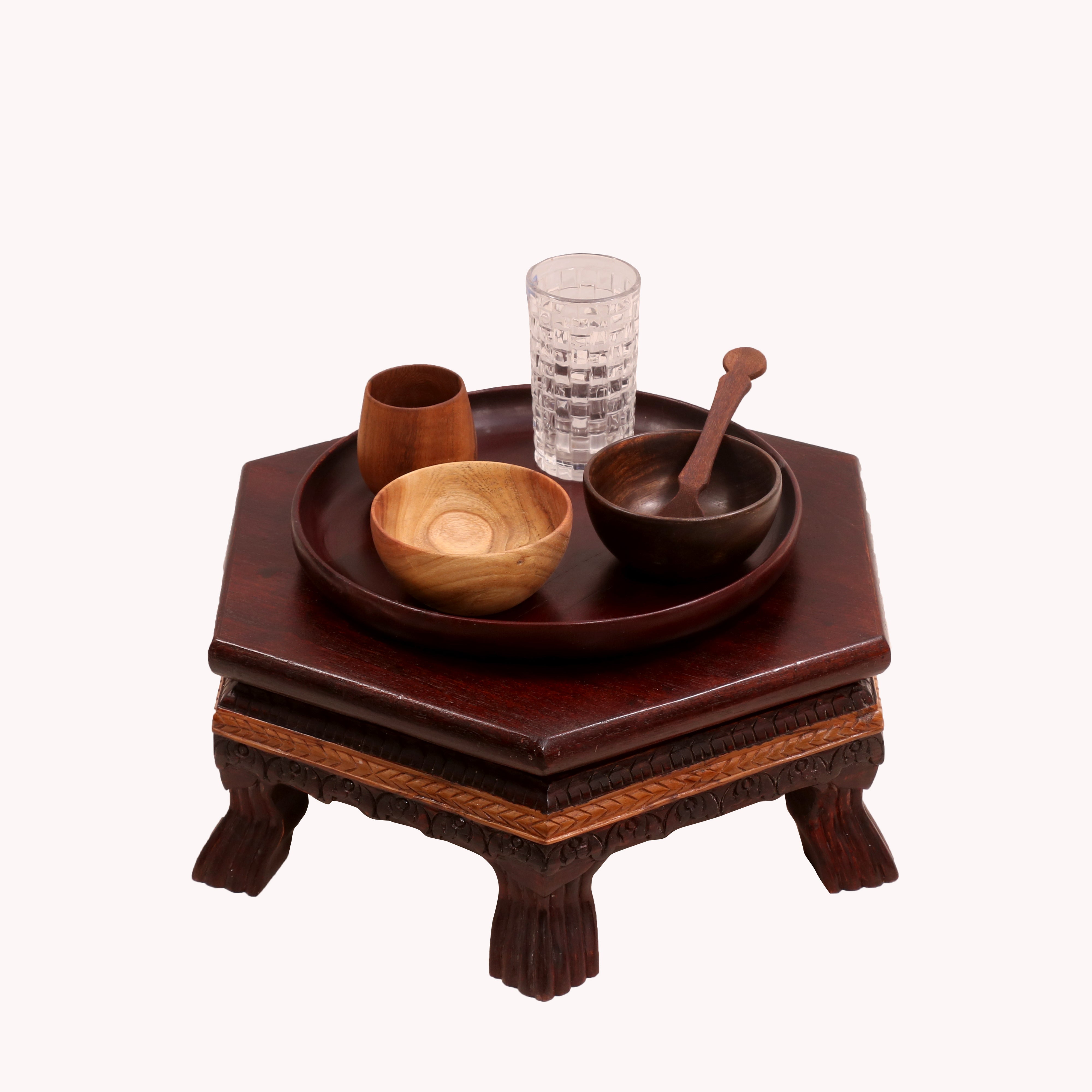 Meditative Payer dual Tone Hexagonal TEAK Wood Bajot Bajot