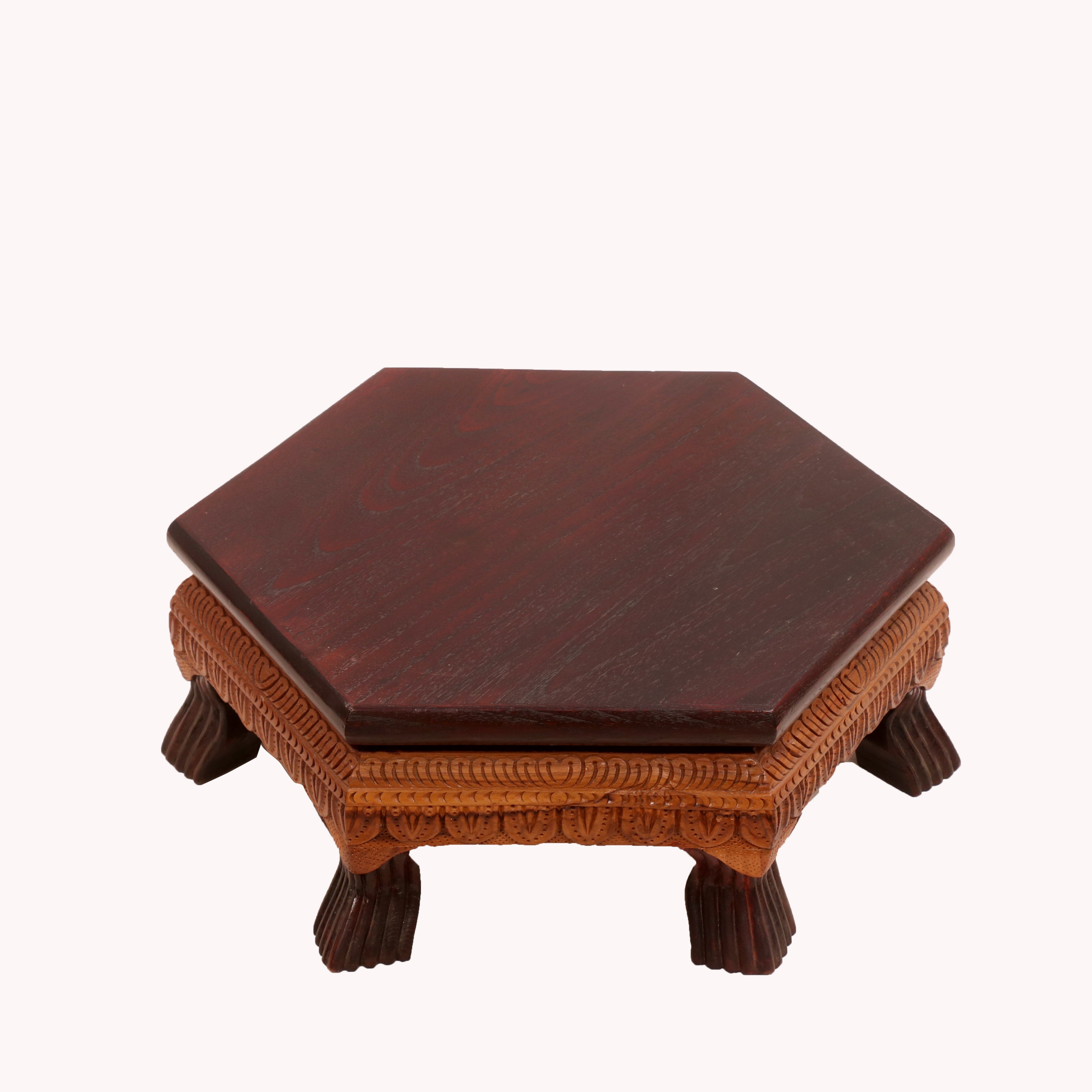 Delicate Leaf dual Tone Hexagonal TEAK Wood Bajot Bajot