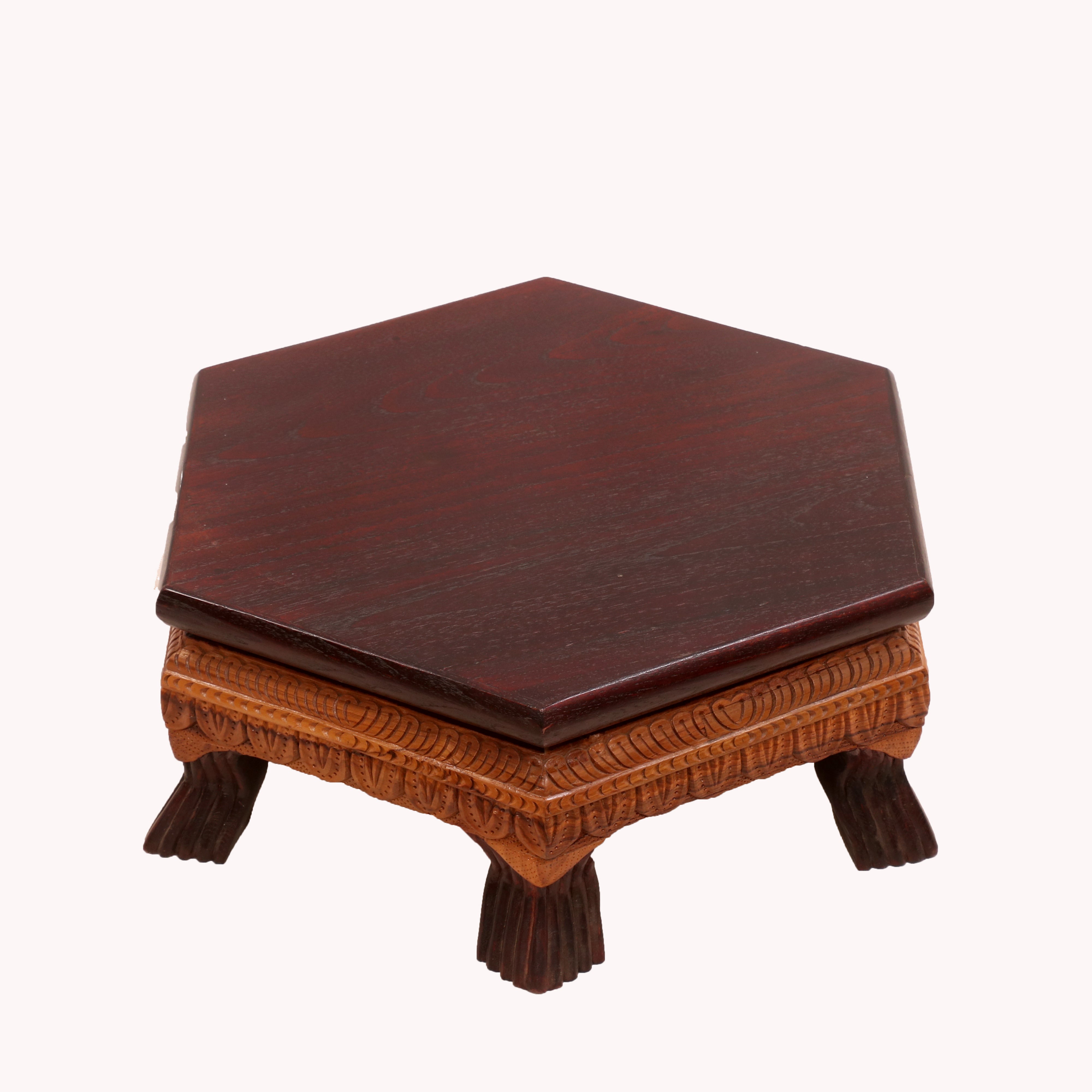 Delicate Leaf dual Tone Hexagonal TEAK Wood Bajot Bajot