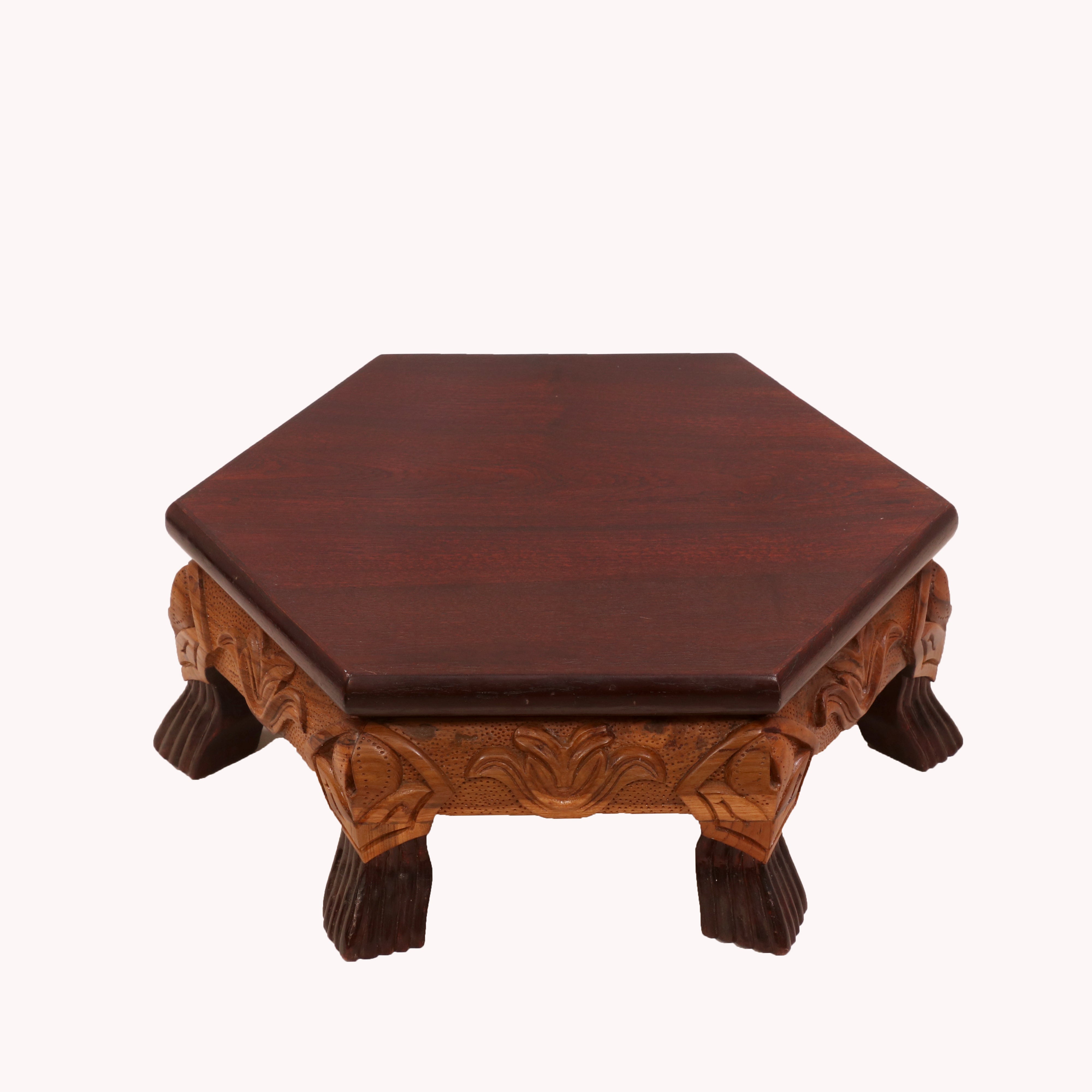 Solid Rustic dual Tone Hexagonal Wooden Bajot Default Title Bajot