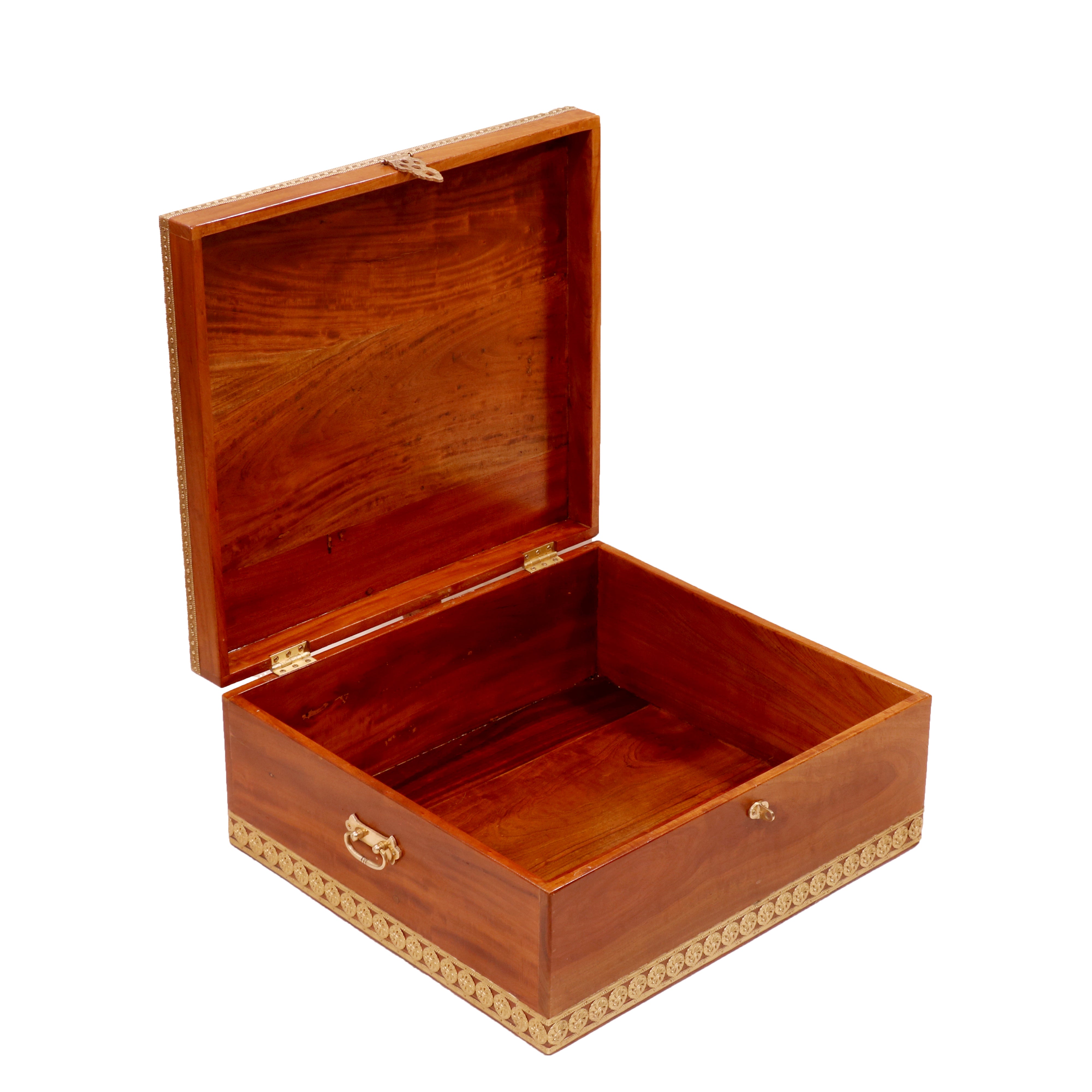 Brass Fitted Square Box Wooden Box