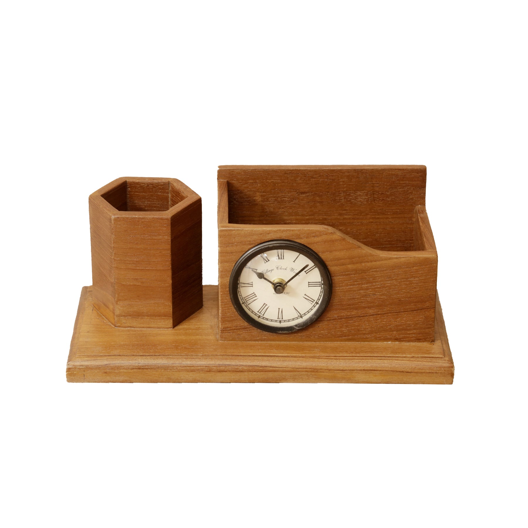 Wooden Desk Organizer with 2 Slots (Natural Tone) Desk Organizer