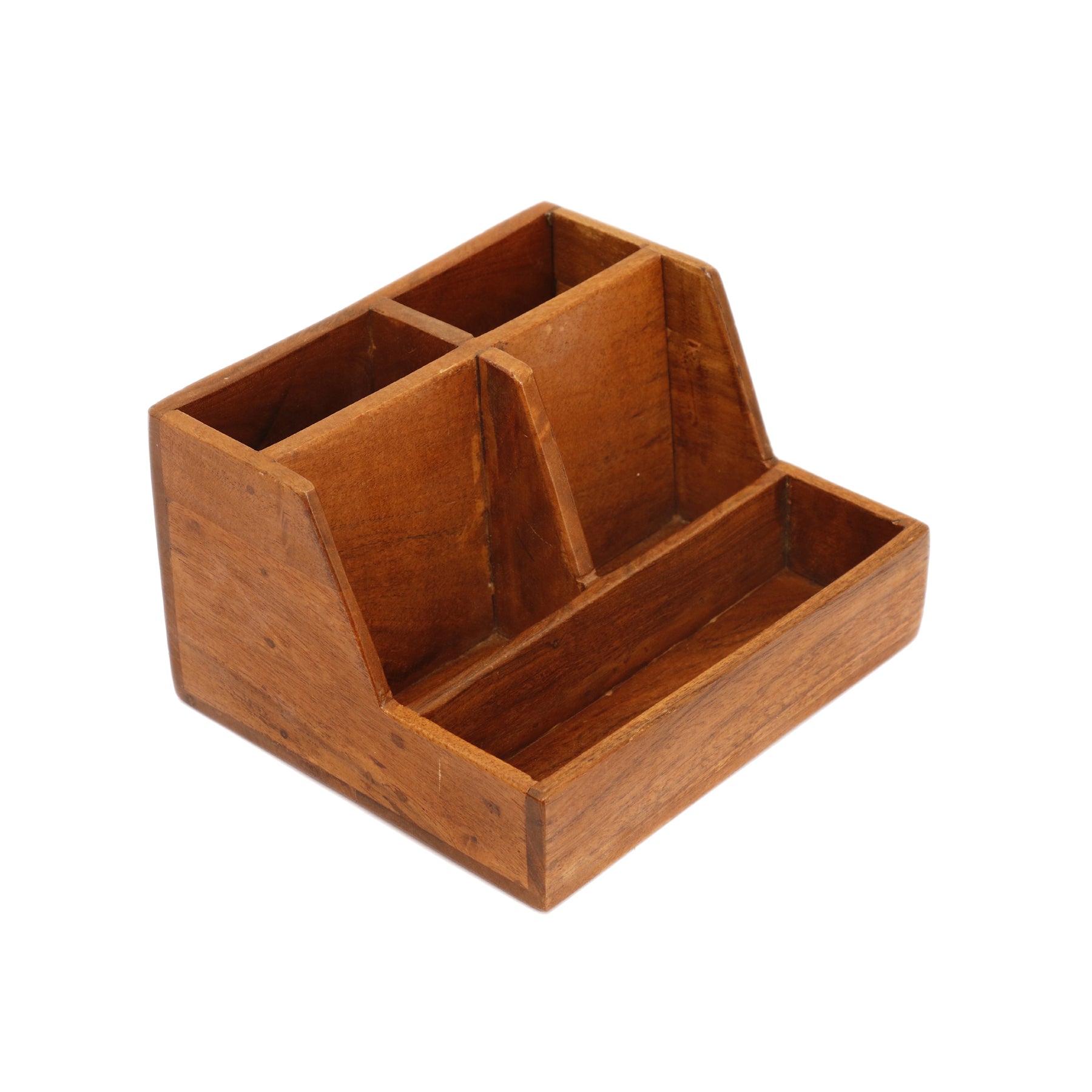 Classic Natural Tone Multiple Slot Handmade Desk Organizer Desk Organizer