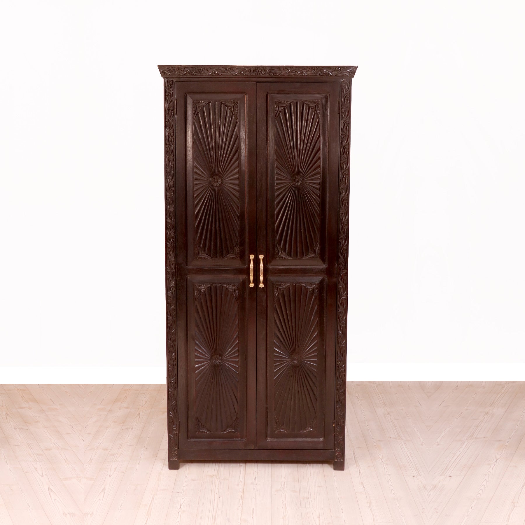 Wardrobe with 2 Drawers in Dark Wood Finish Wardrobe