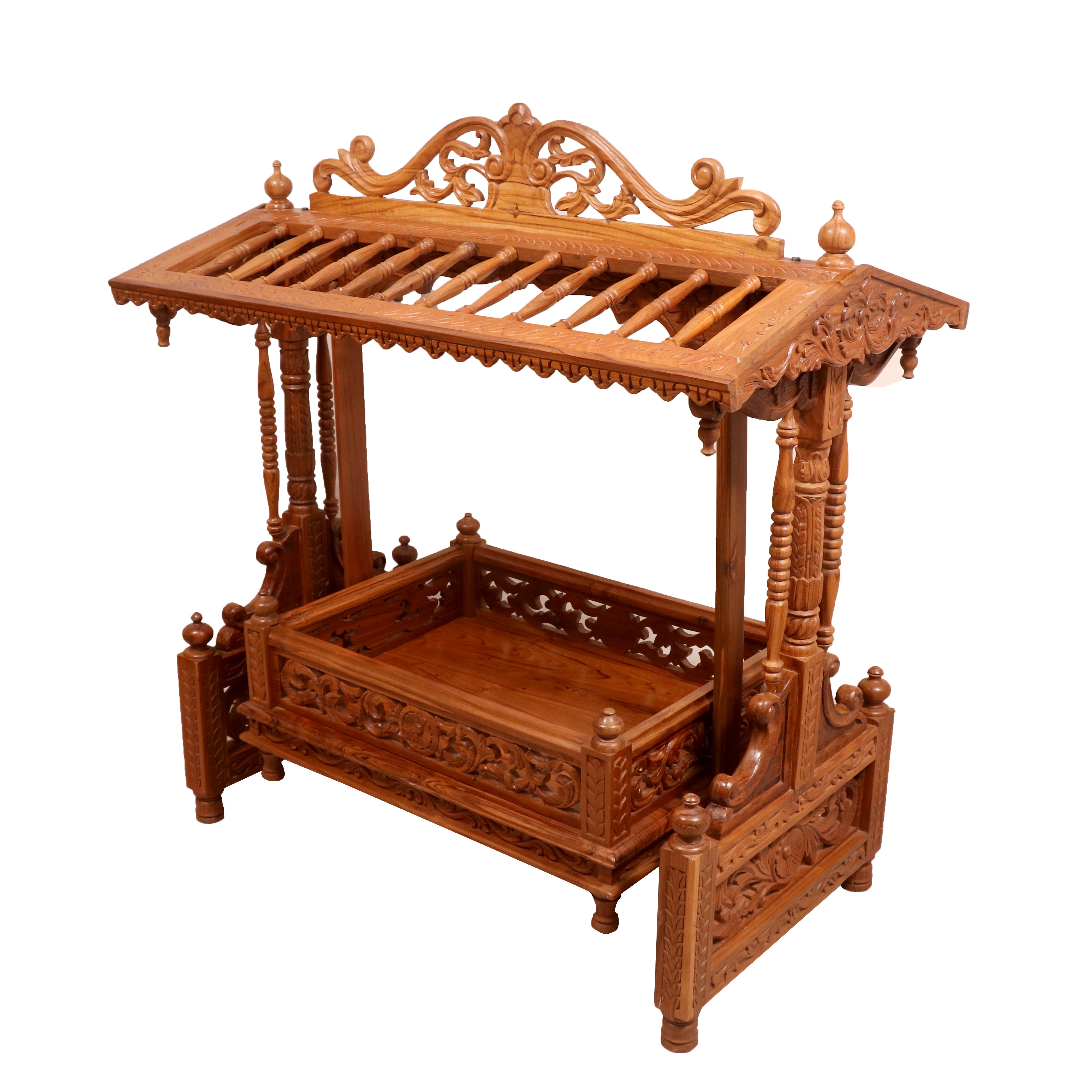 Simple Vintage Canopy Handmade Wooden Cradle Cradle