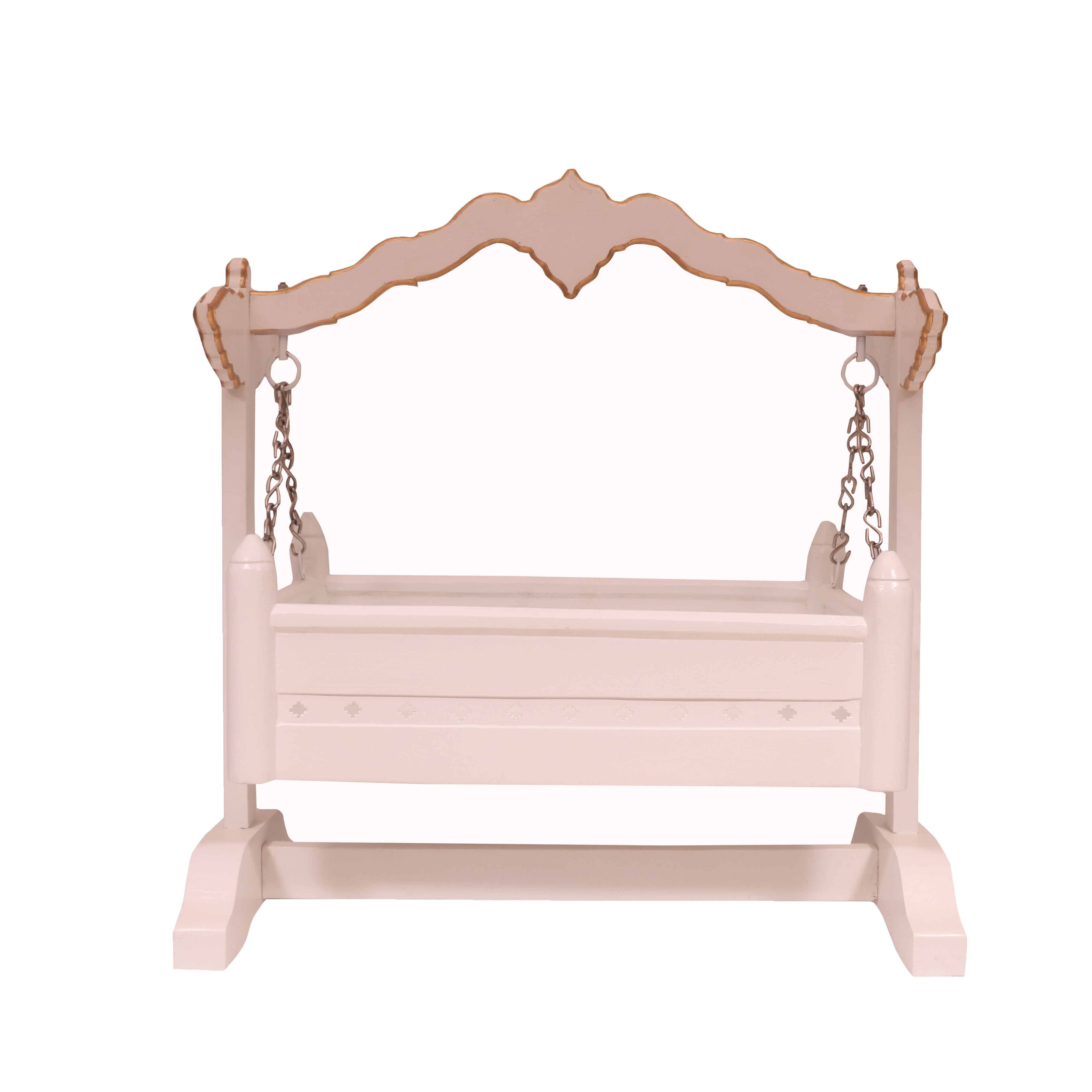 Farmhouse Solid Wood Handmade White Palna Cradle Cradle