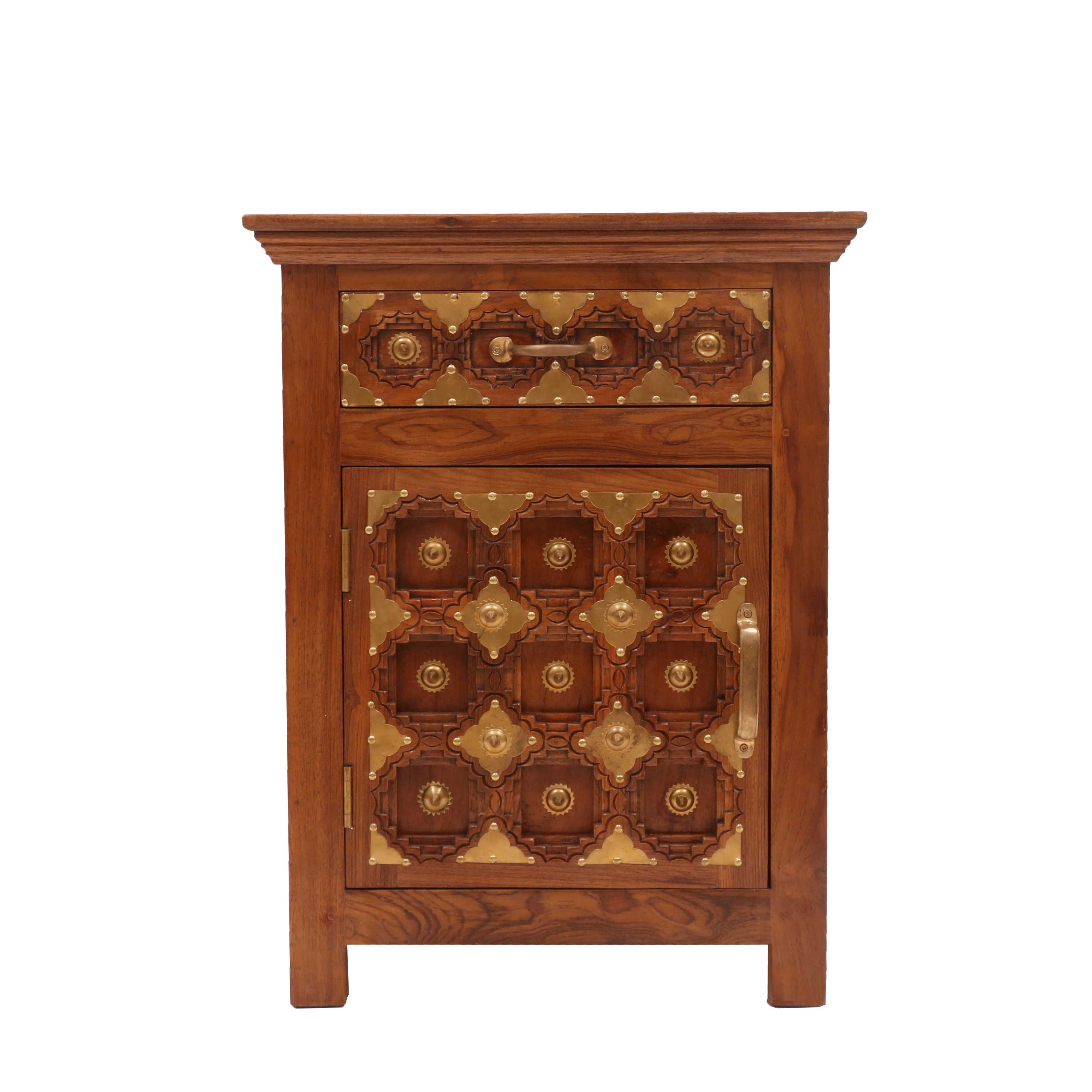 Grid Carved Night Stand (Right Side Bedside) Bedside