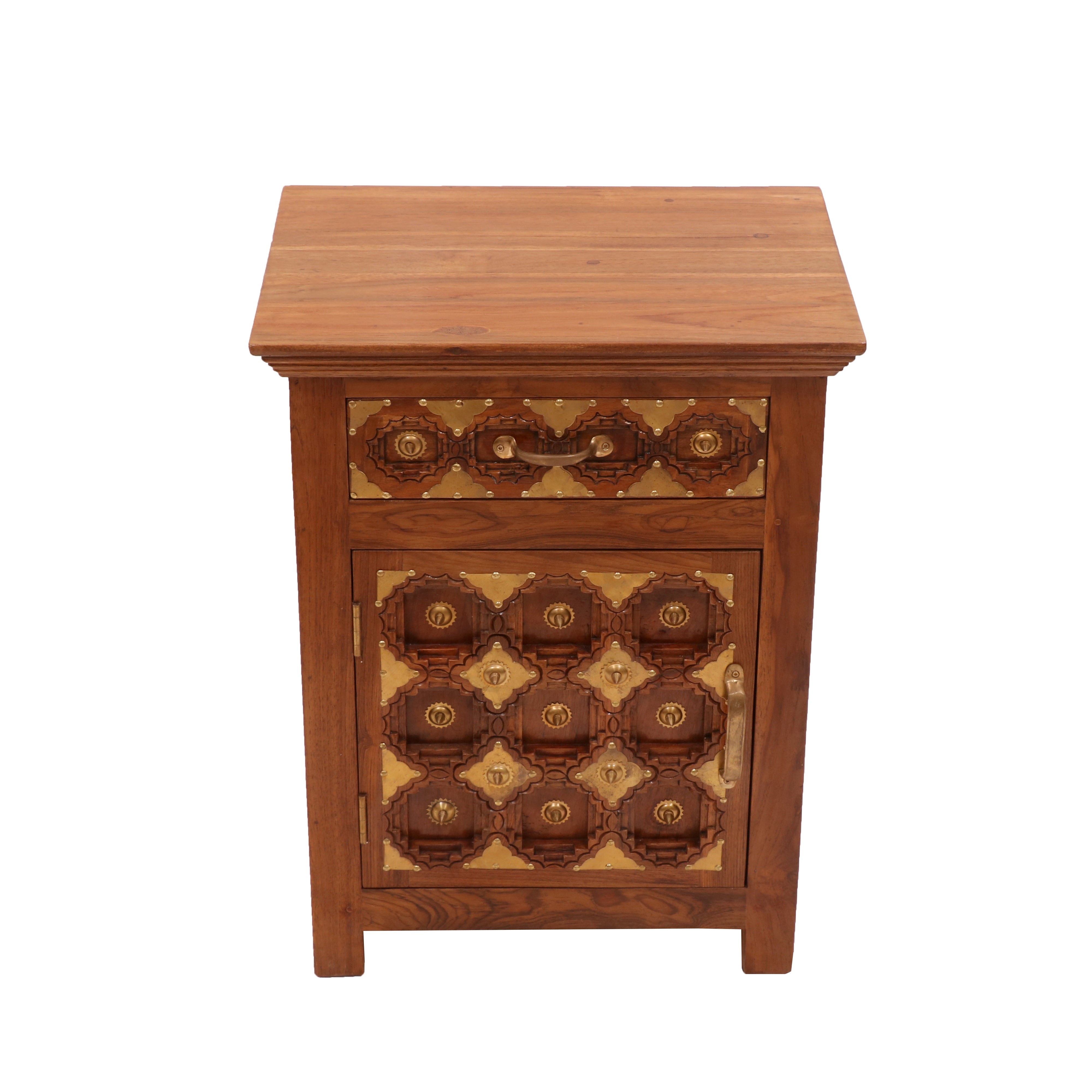 Grid Carved Night Stand (Right Side Bedside) Bedside