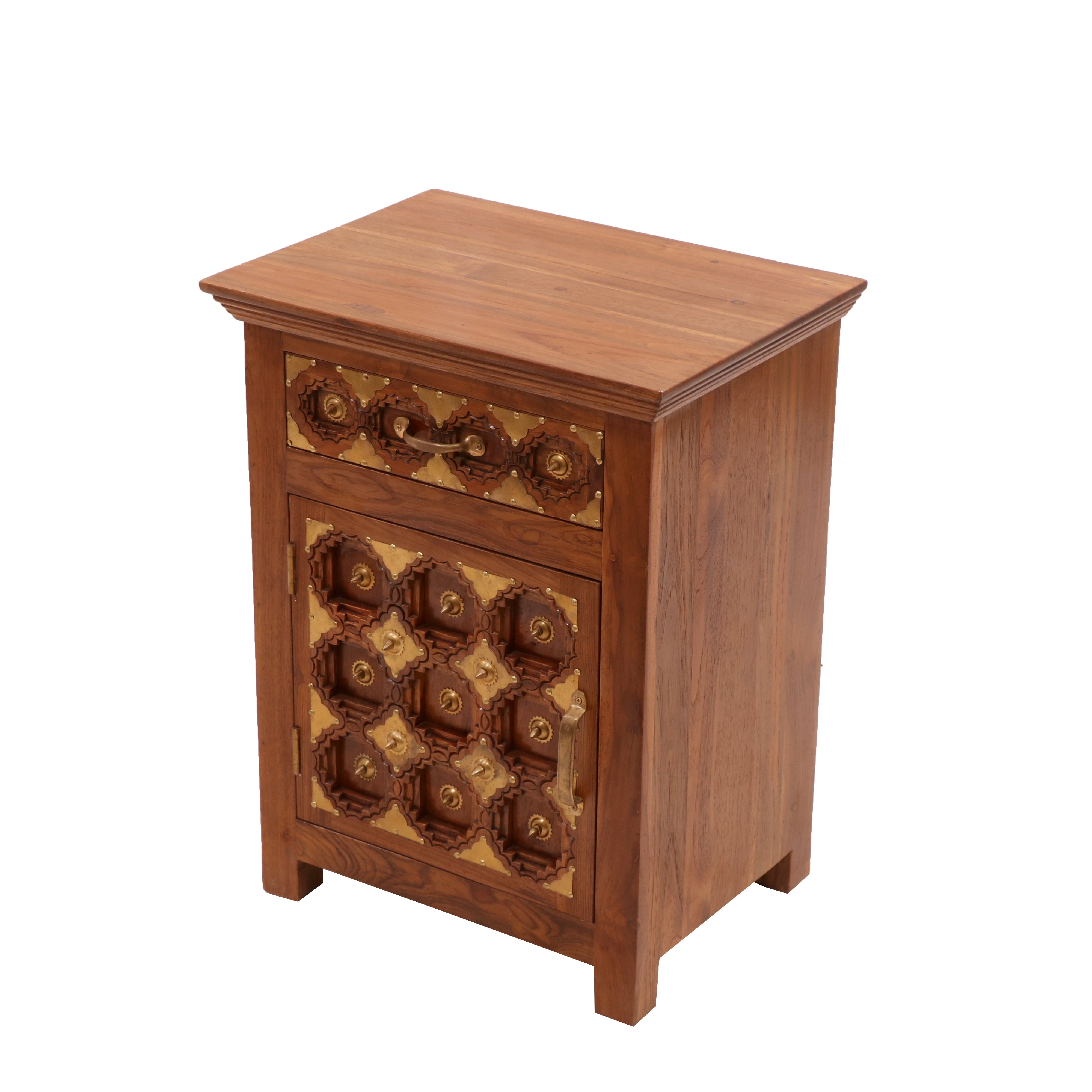 Grid Carved Night Stand (Right Side Bedside) Bedside