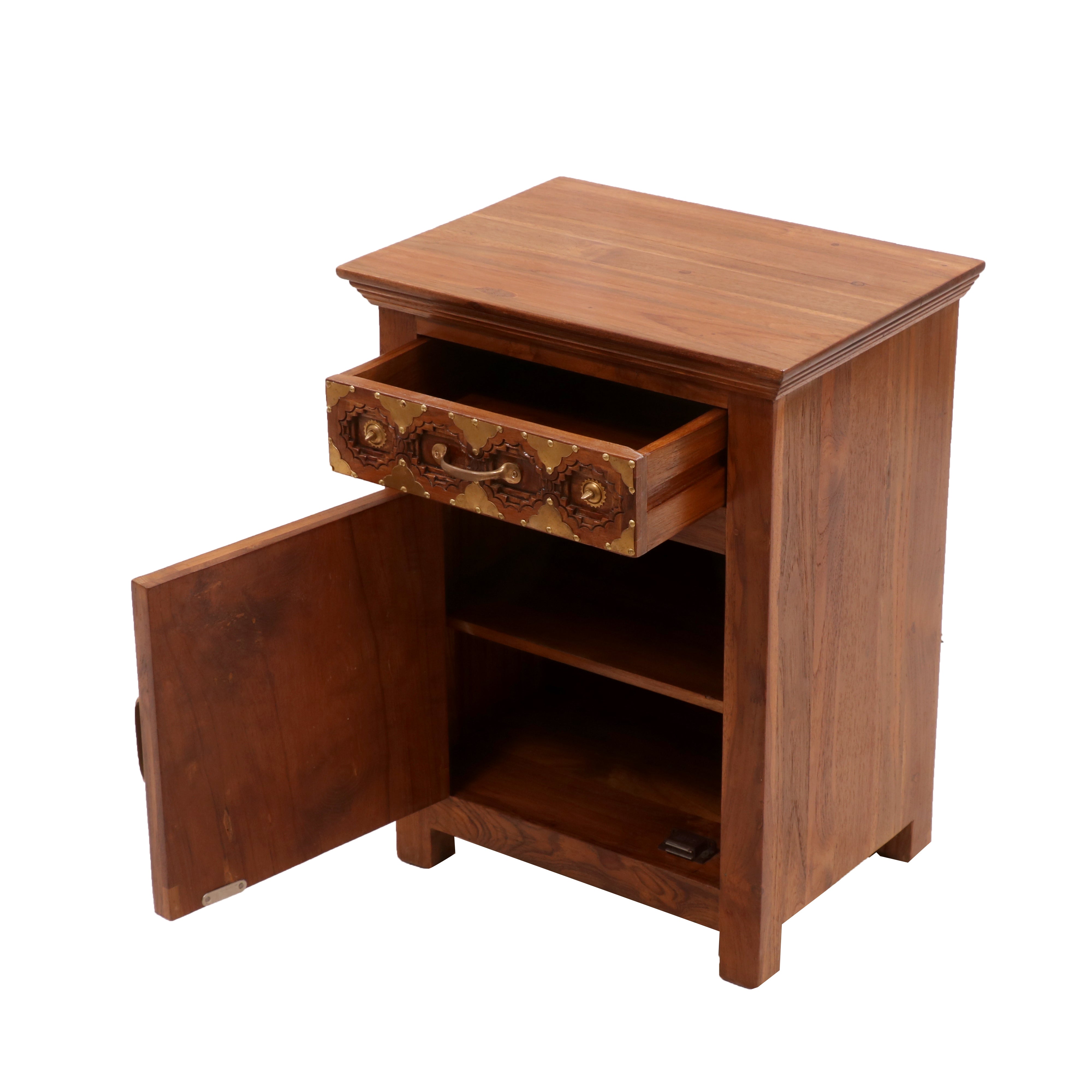 Grid Carved Night Stand (Right Side Bedside) Bedside