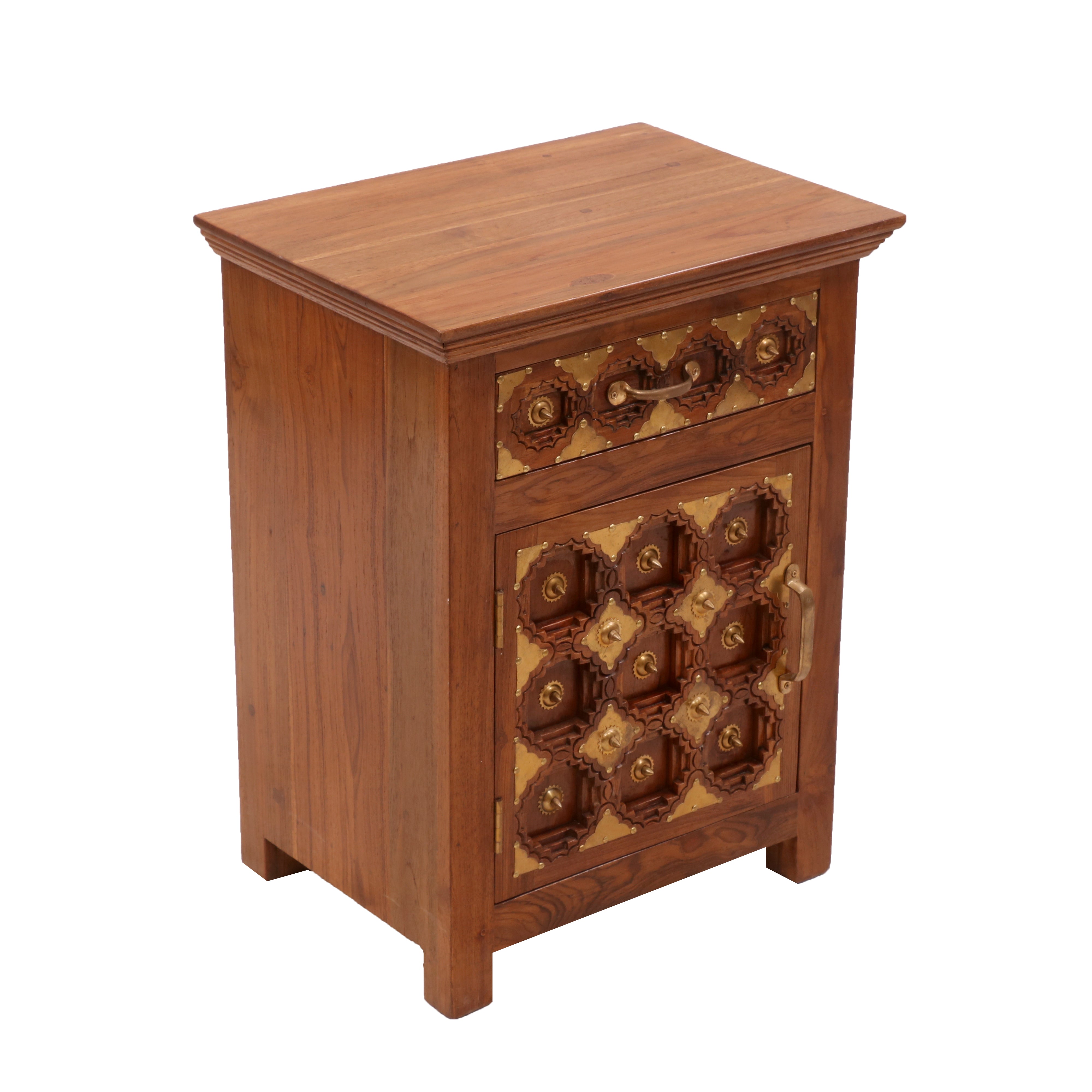 Grid Carved Night Stand (Right Side Bedside) Bedside